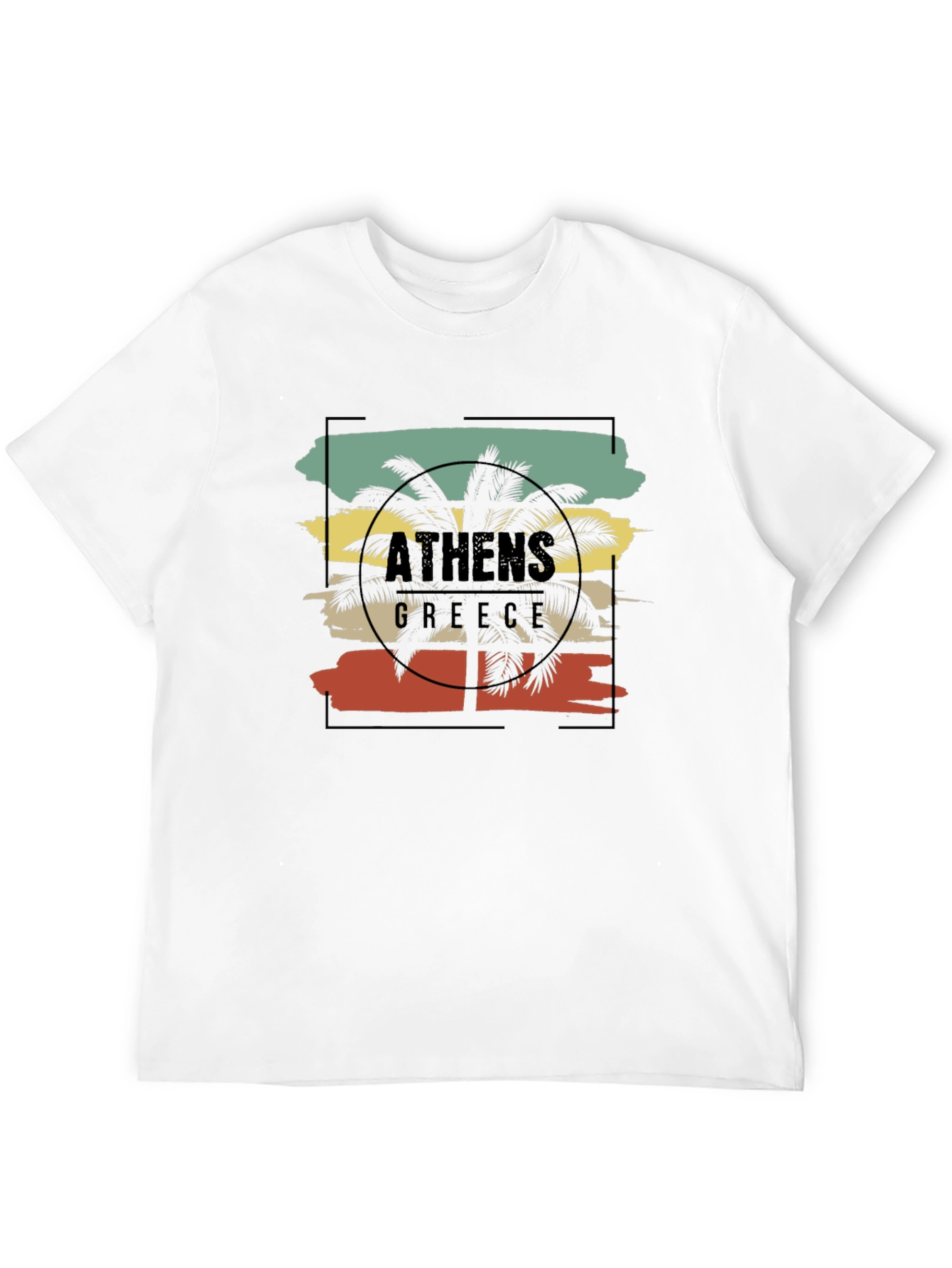 Black Athens Greece Palm Tree T-Shirt view 12