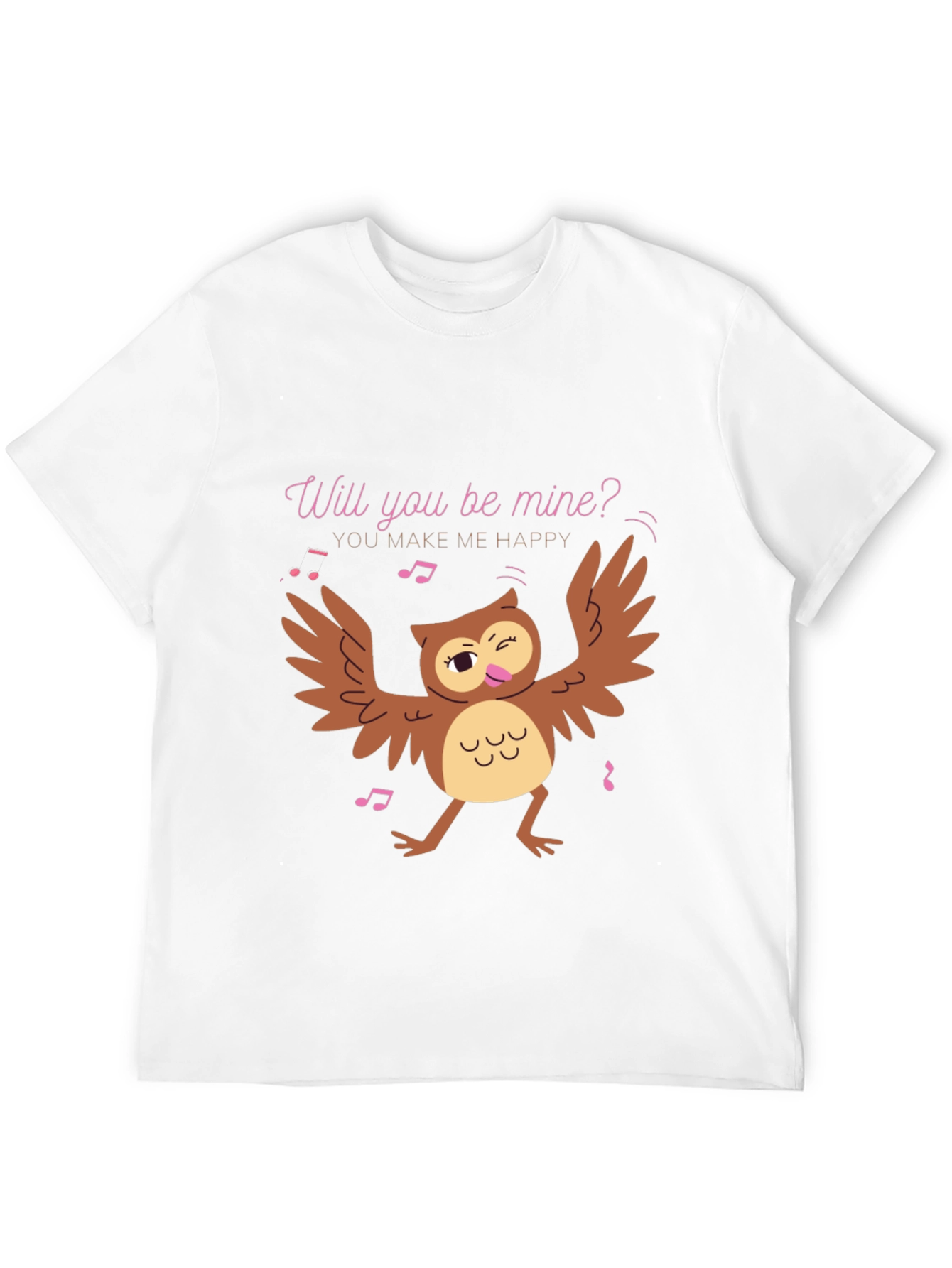 Black Whimsical Owl Valentine's Day T-Shirt view 12