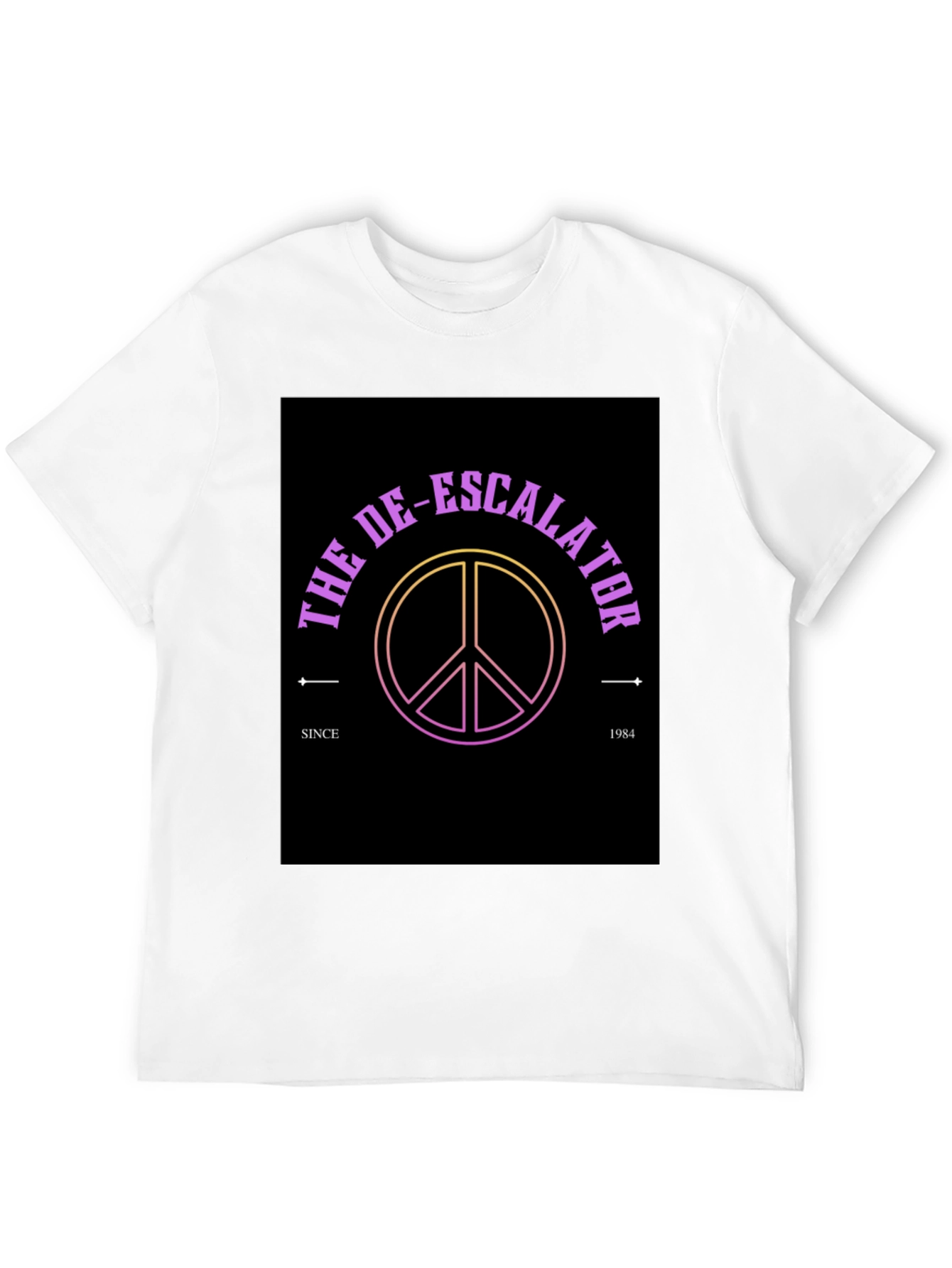 Black The De-Escalator Peace Sign Black T-Shirt view 12