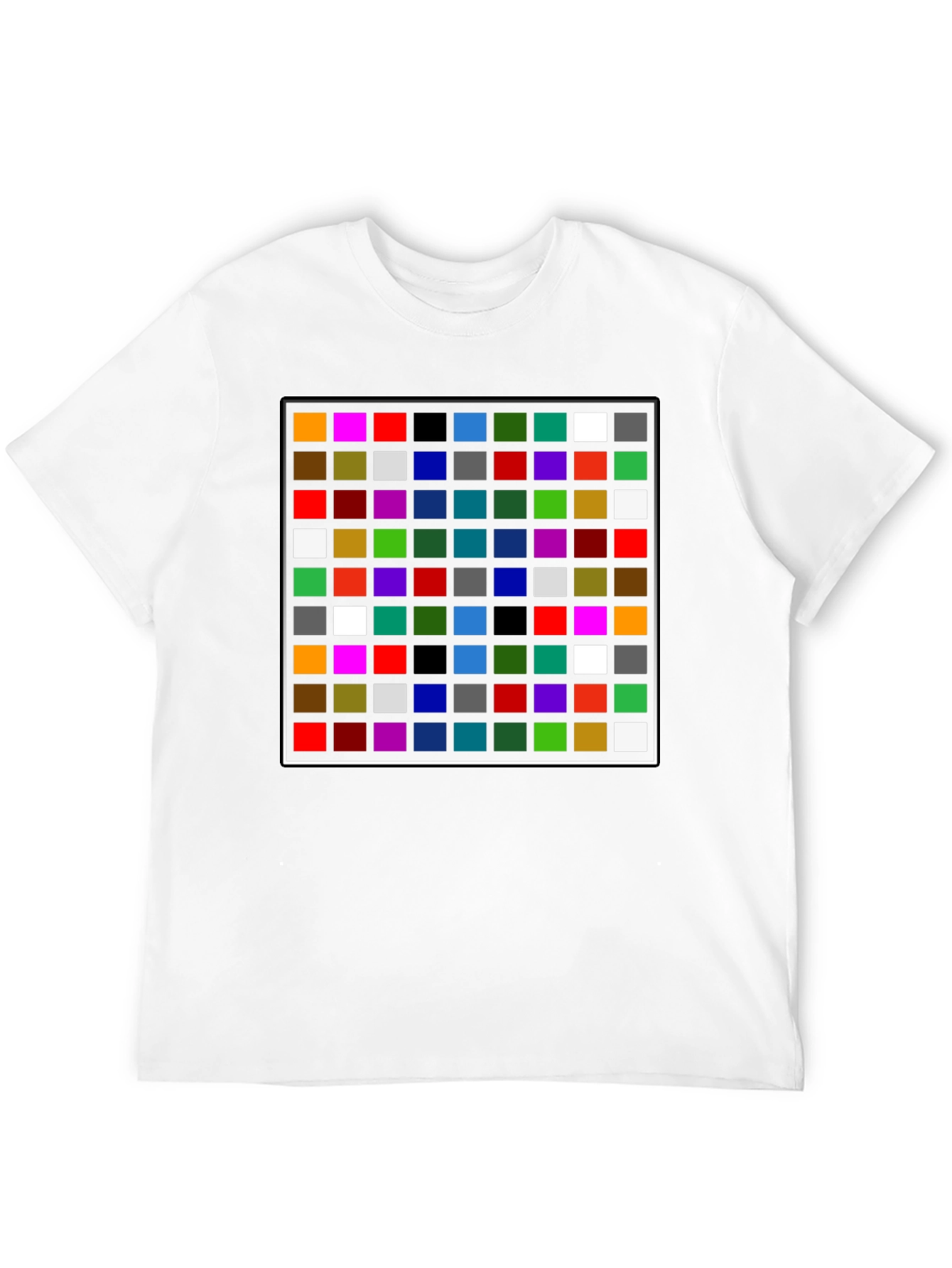 Black Colorful Grid Pattern Black T-Shirt view 12