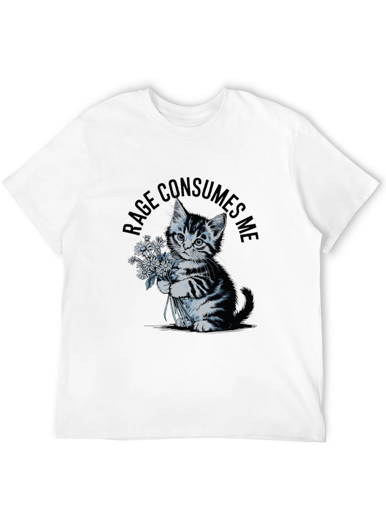 Black Rage Consumes Me Kitten T-Shirt - Black view 12