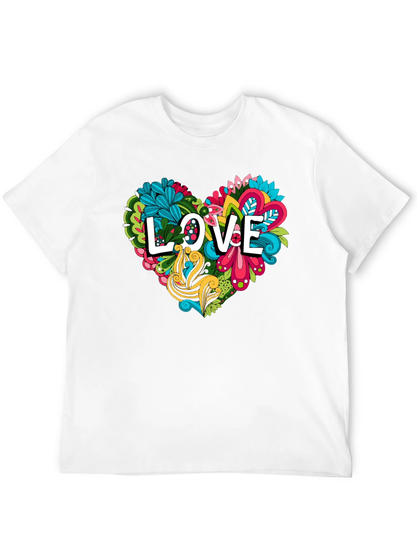 Black Love Heart Graphic Tee - Black Cotton Shirt view 12