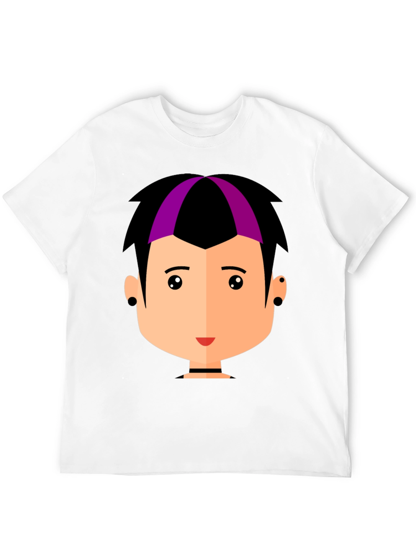 Black Goth Style Cartoon Face Black T-Shirt view 12