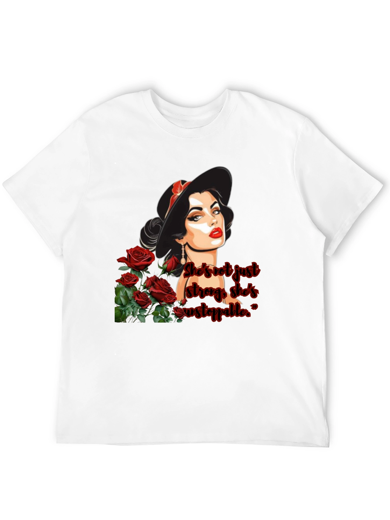 Black Woman & Roses Graphic Tee view 12