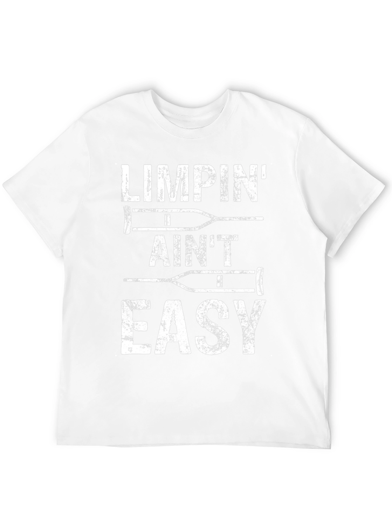 Black Limpin' Ain't Easy Funny Crutches Graphic Tee view 12