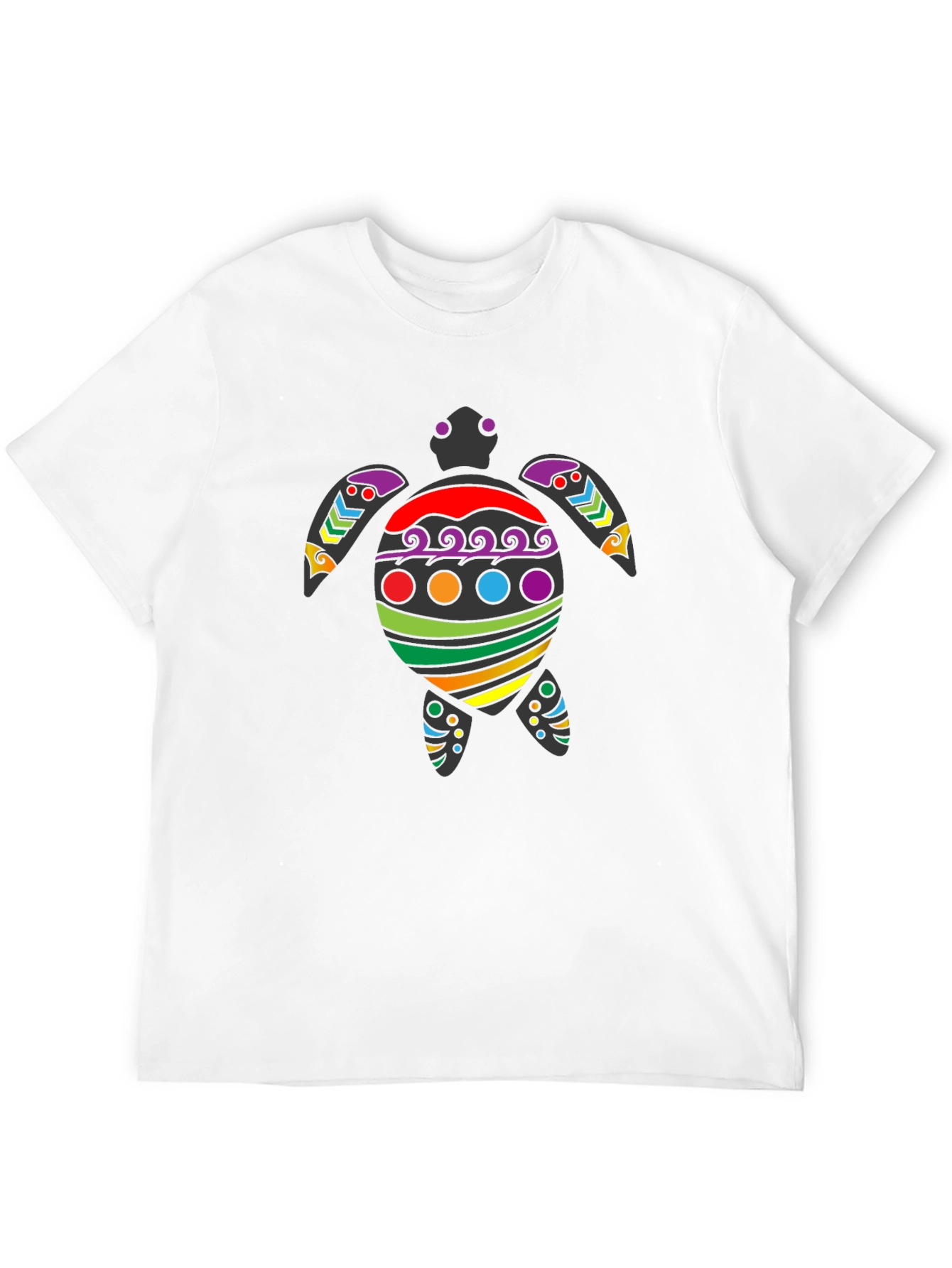 Black Rainbow Turtle Graphic Tee - Black Cotton Blend view 12