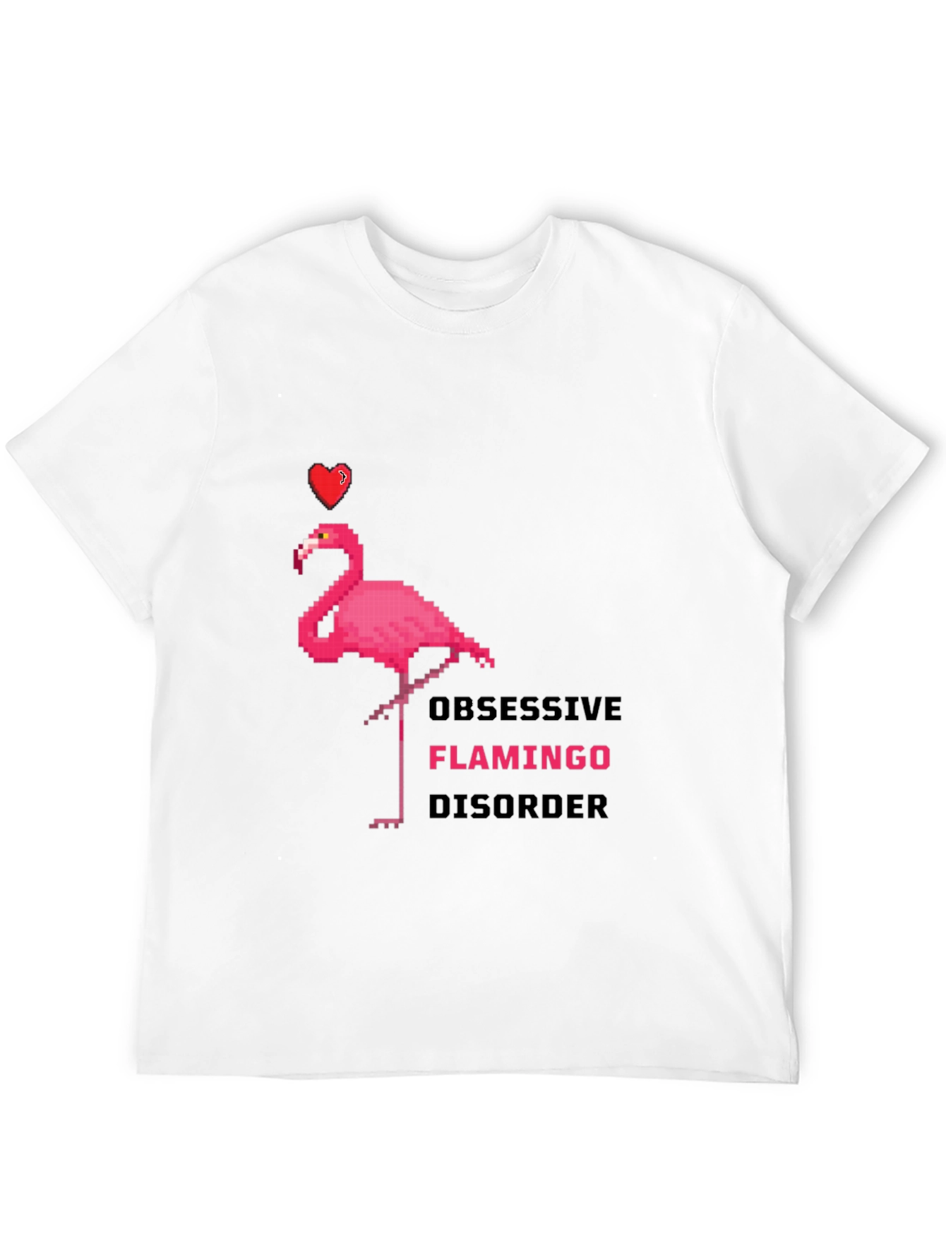 Black Obsessive Flamingo Disorder Graphic T-Shirt view 12