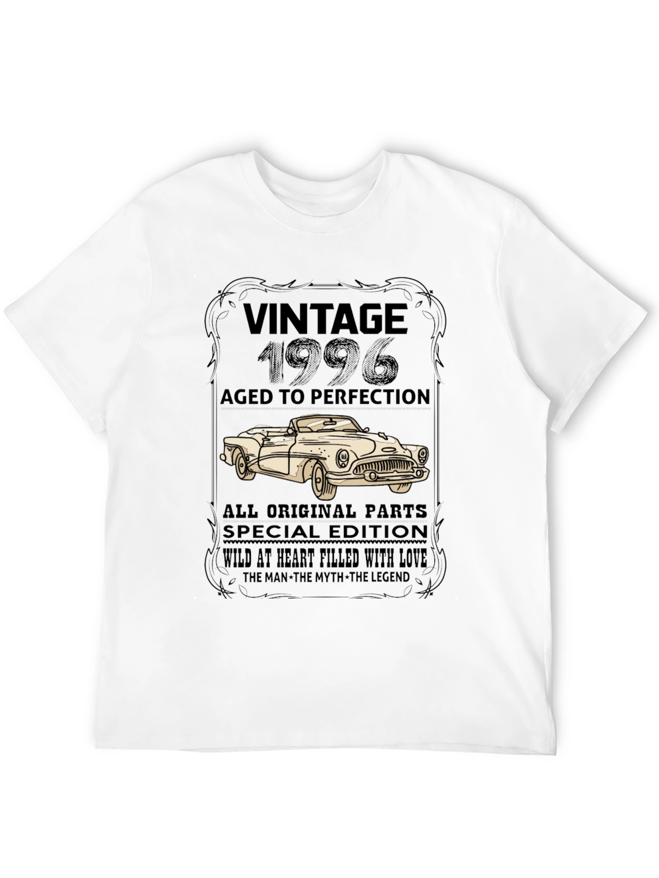 Black Vintage 1996 T-Shirt - Aged to Perfection, Classic Car Design view 12