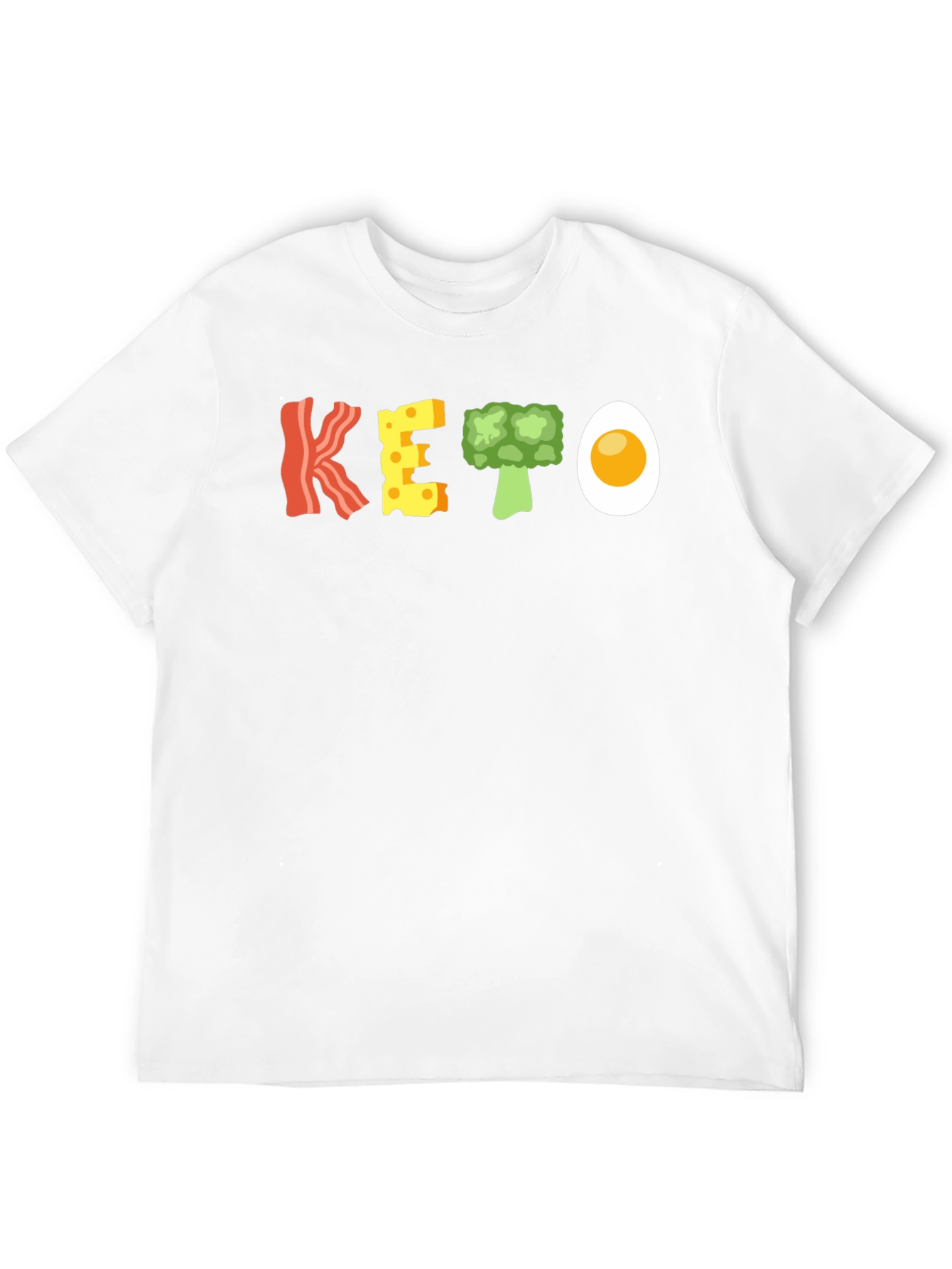 Black Keto Food T-Shirt - Bacon, Cheese, Broccoli, and Egg view 12