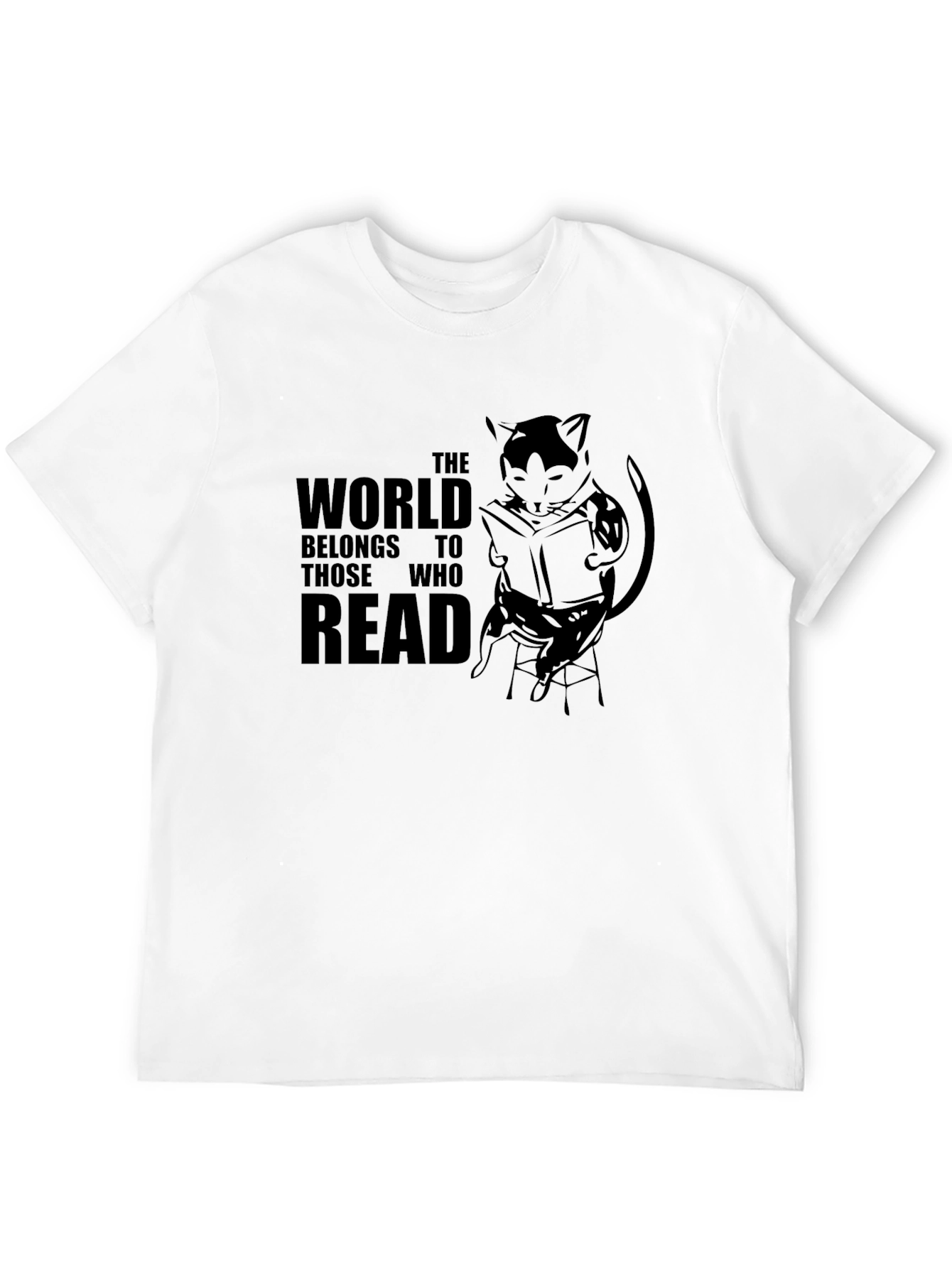 Black Reading Cat Graphic T-Shirt - Unisex Tee view 12