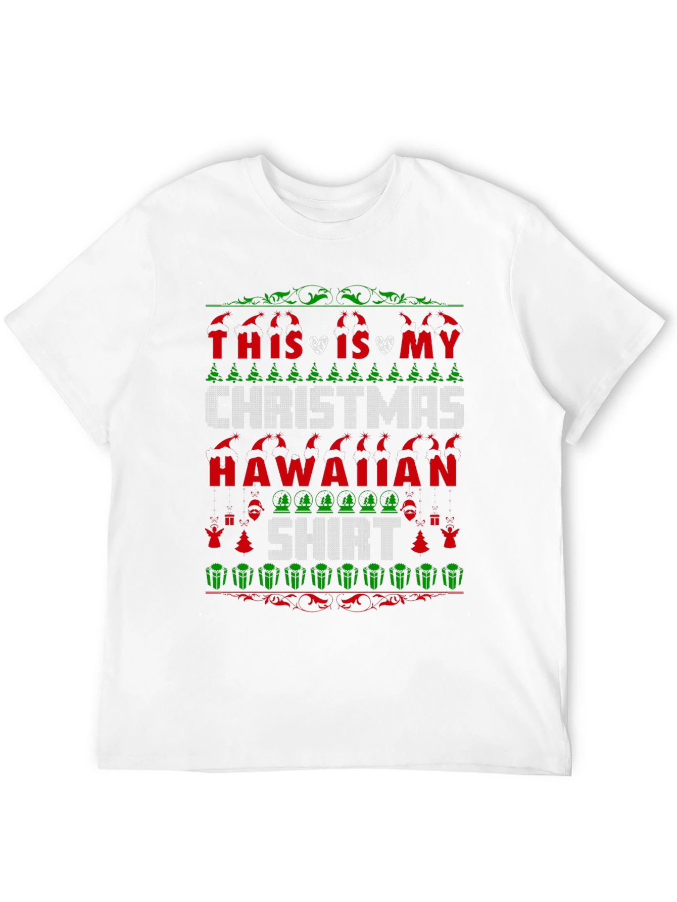 Black Funny Christmas Hawaiian Shirt - Festive Holiday Tee view 12