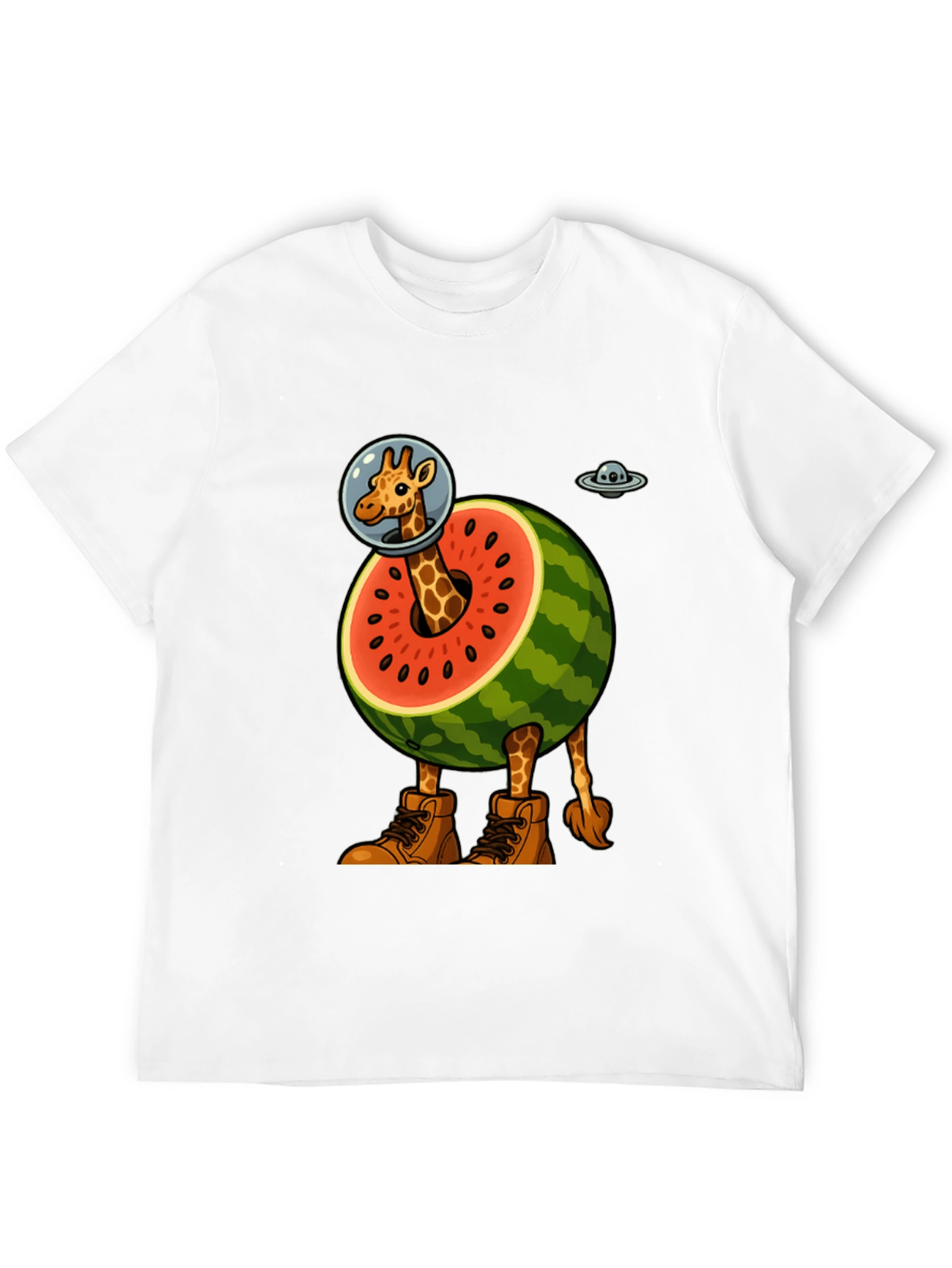 Black Giraffe Astronaut Watermelon T-Shirt view 12