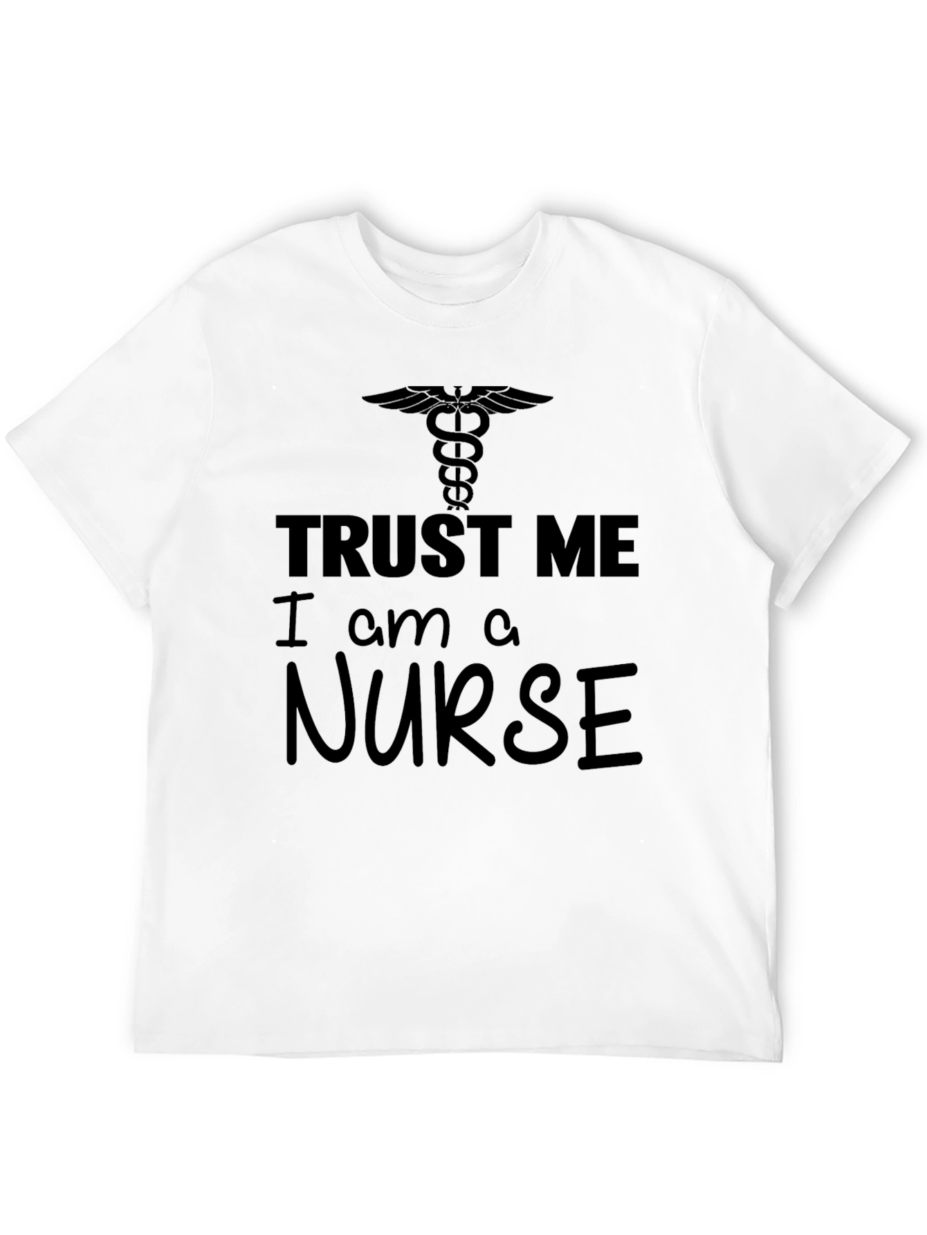 Black Trust Me I Am A Nurse T-Shirt, Caduceus Logo, Black Tee view 12