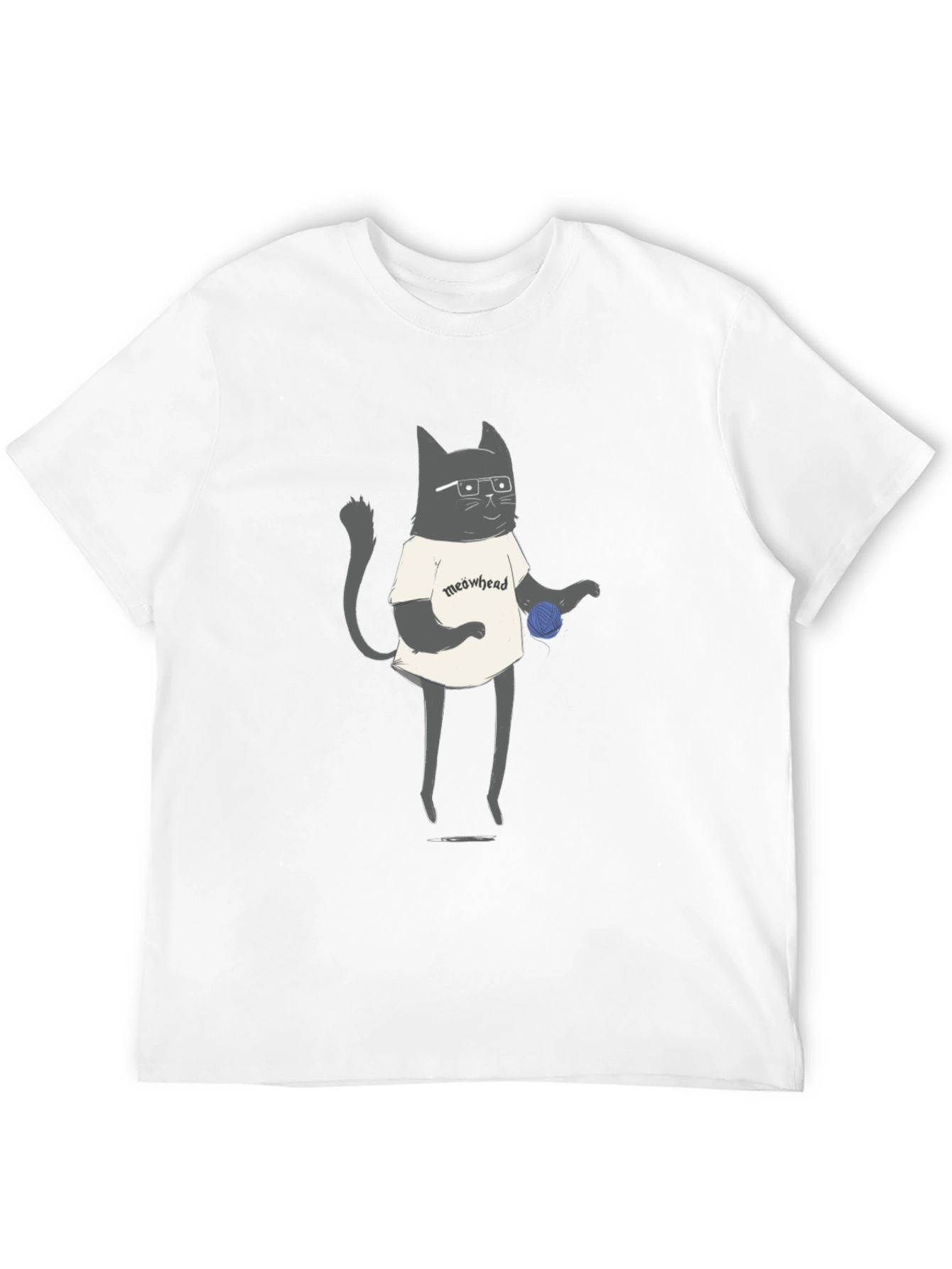 Black Meowhead Cat Graphic Tee - Black view 12
