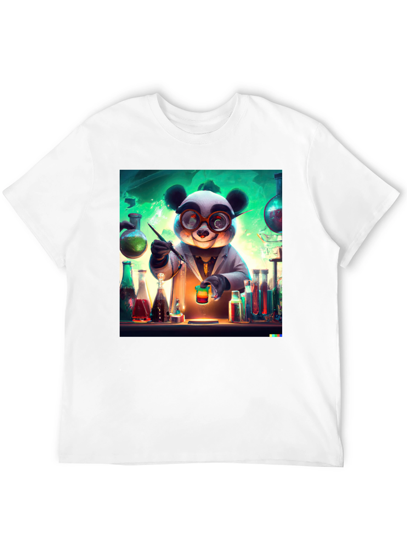 Black Scientist Panda Graphic Tee - Black Cotton T-Shirt view 12