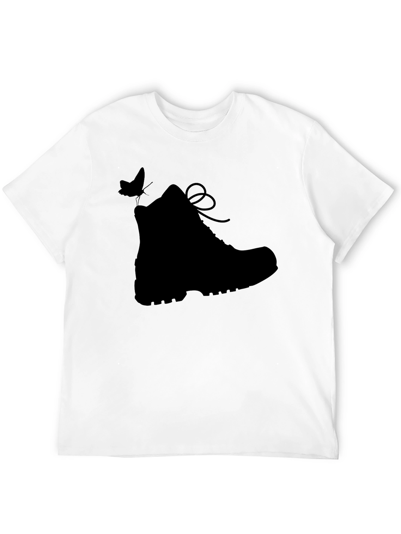 Black Black Hiking Boot & Butterfly Graphic T-Shirt view 12