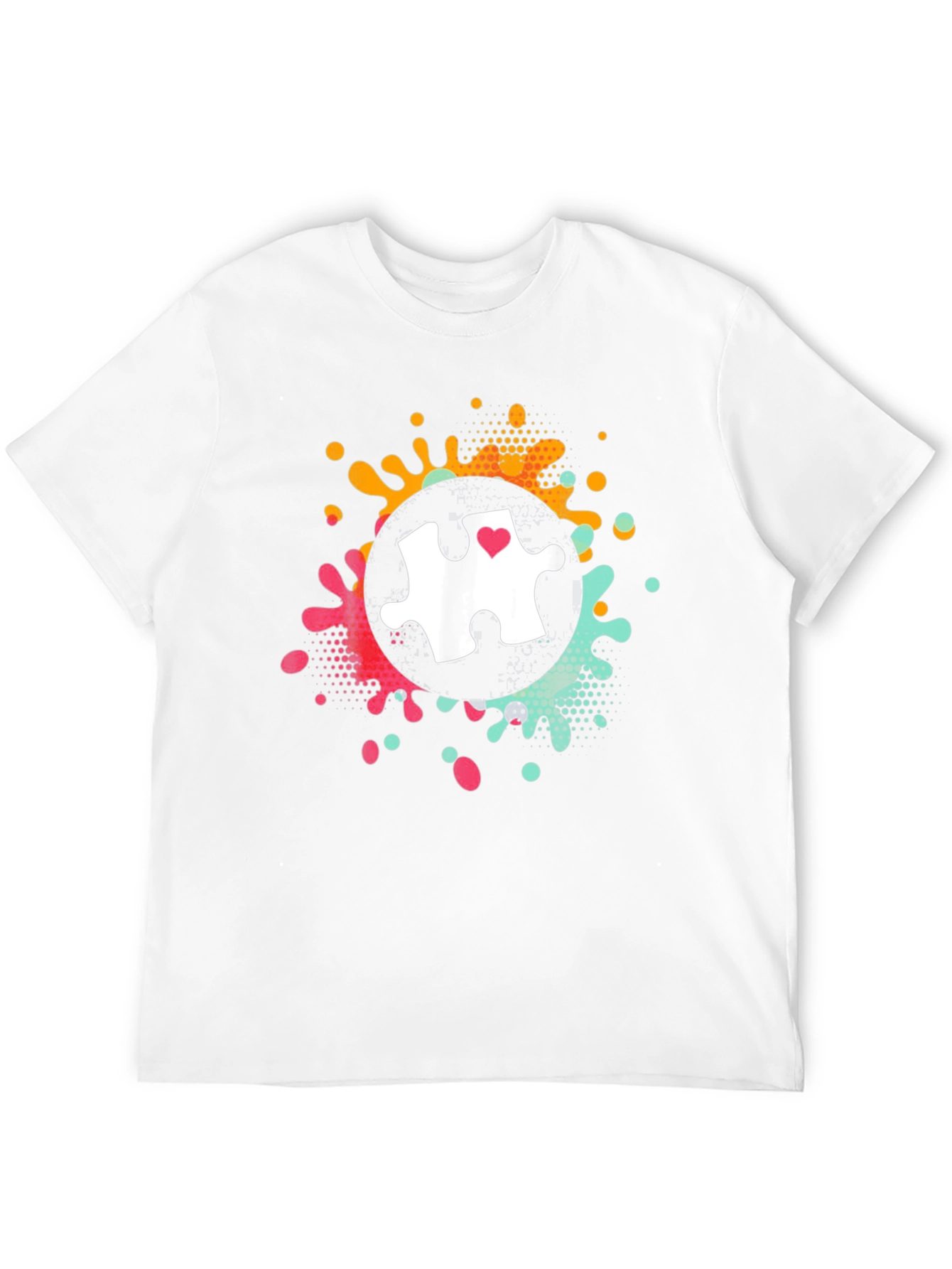 Black Autism Awareness Puzzle Heart T-Shirt view 12