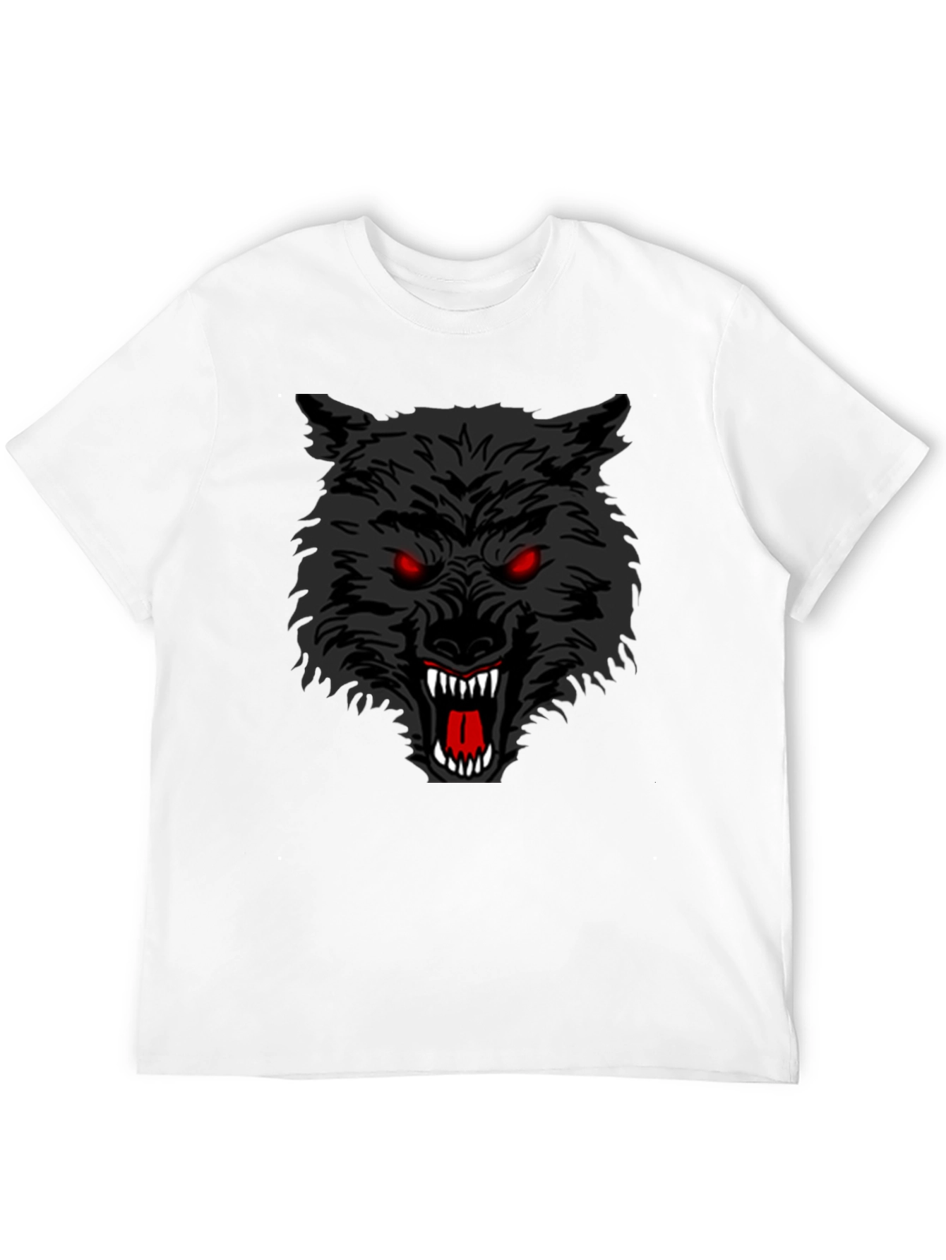 Black Men's Black T-Shirt with Aggressive Wolf Graphic view 12