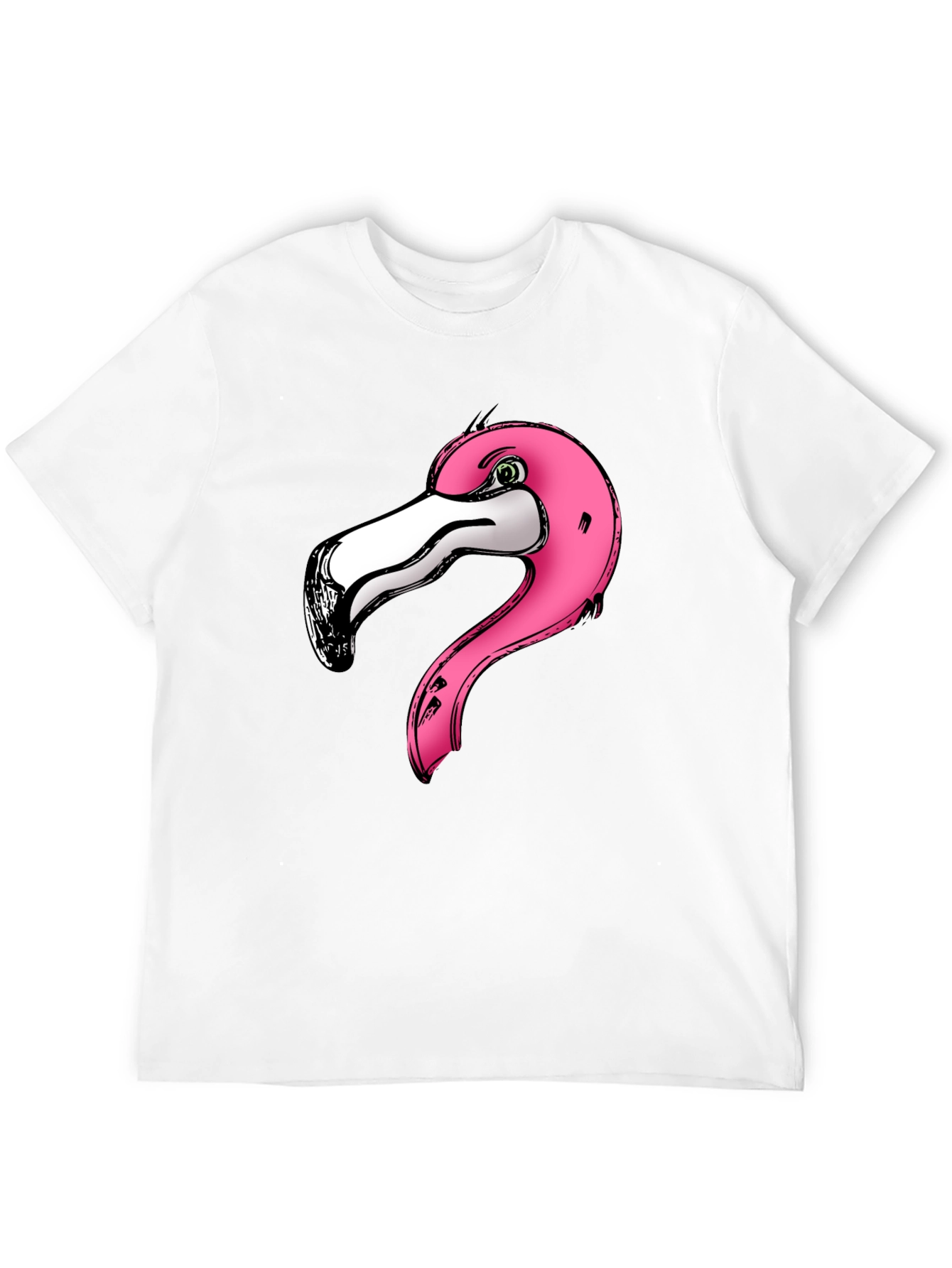 Black Pink Flamingo Graphic Print Black T-Shirt view 12