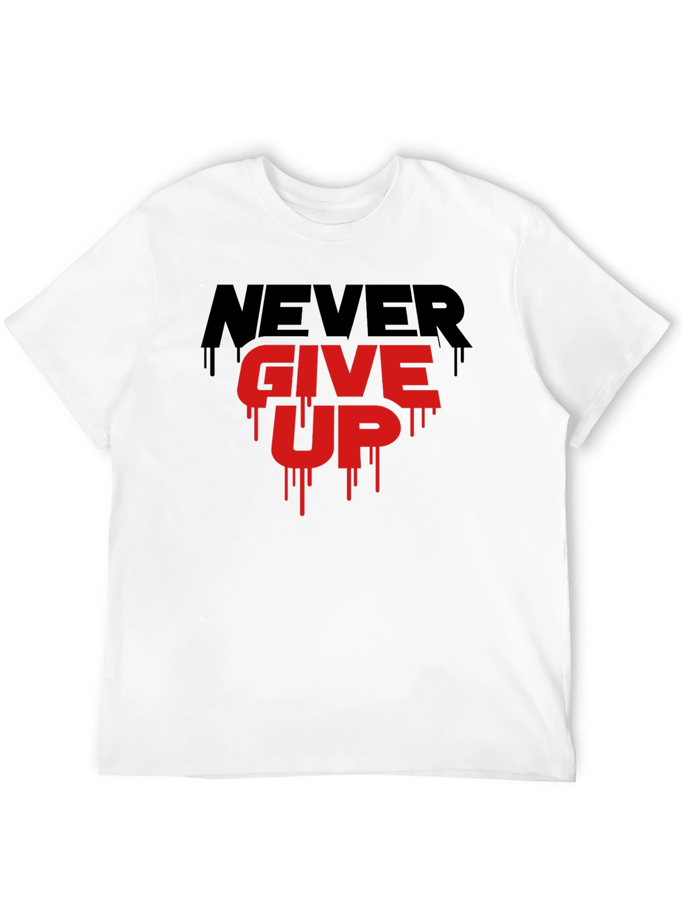 Black Motivational Never Give Up Graphic T-Shirt view 12