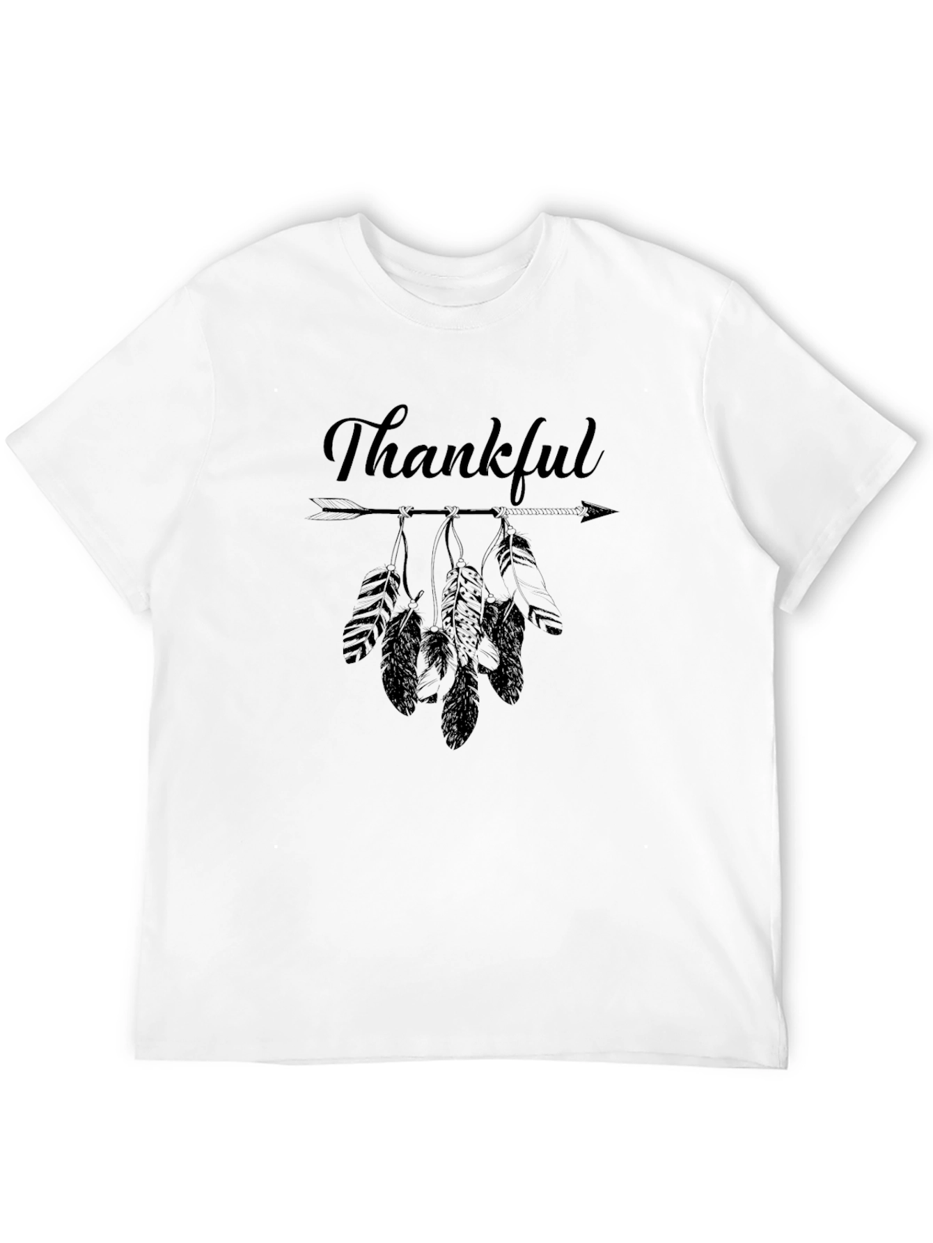 Black Thankful Feather Arrow Graphic Tee - Black view 12