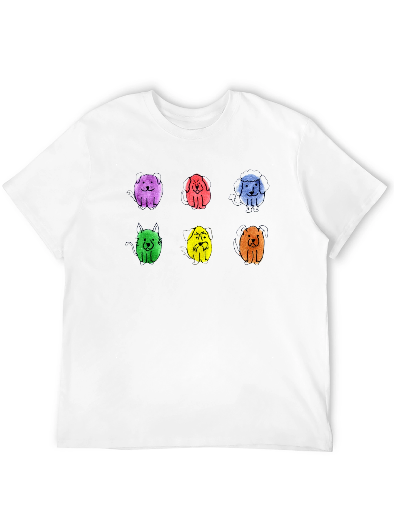 Black Colorful Puppy Print Crew Neck T-Shirt view 12