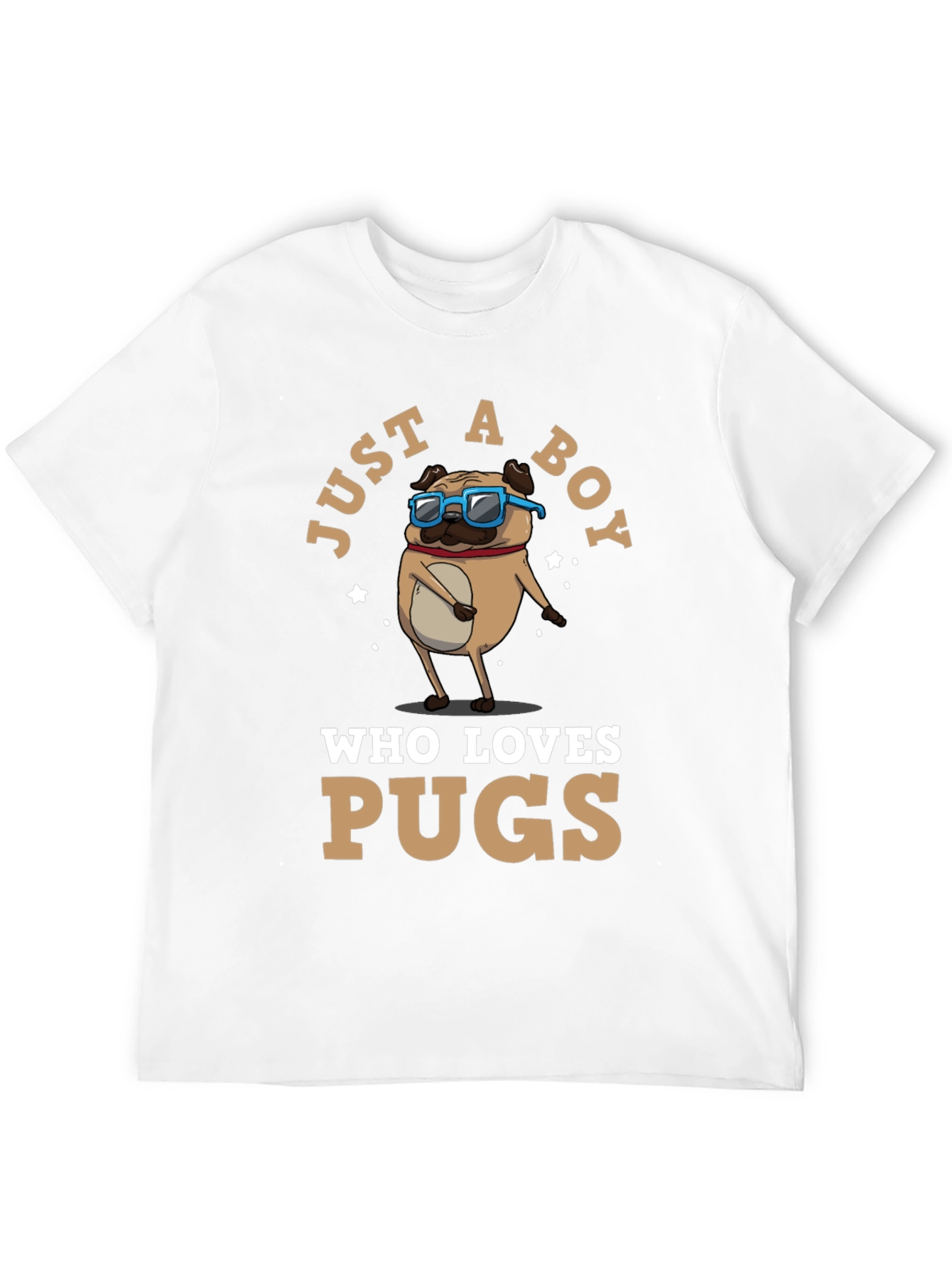 Black Just a Boy Who Loves Pugs T-Shirt view 12