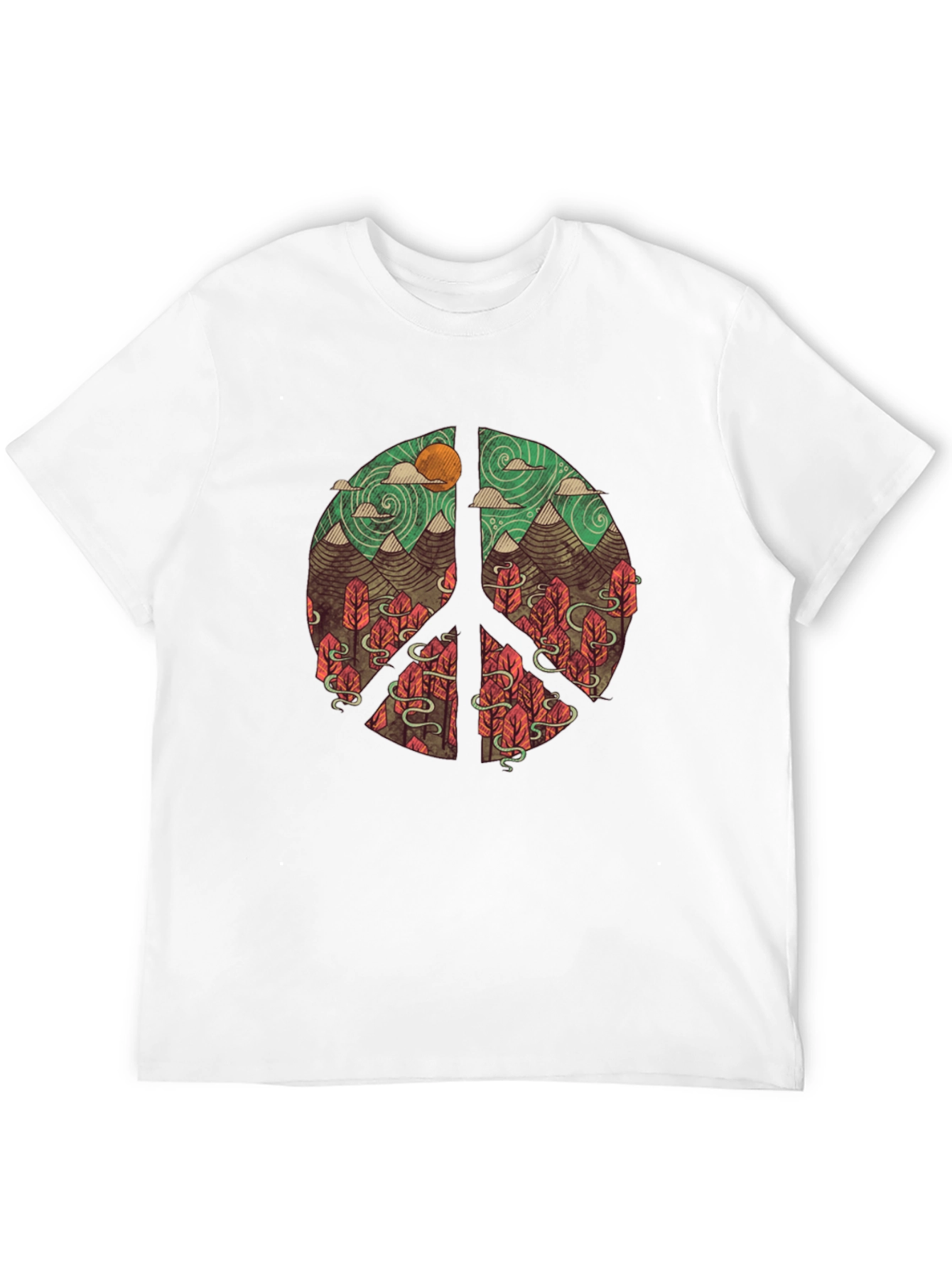 Black Nature Peace Sign Graphic T-Shirt view 12