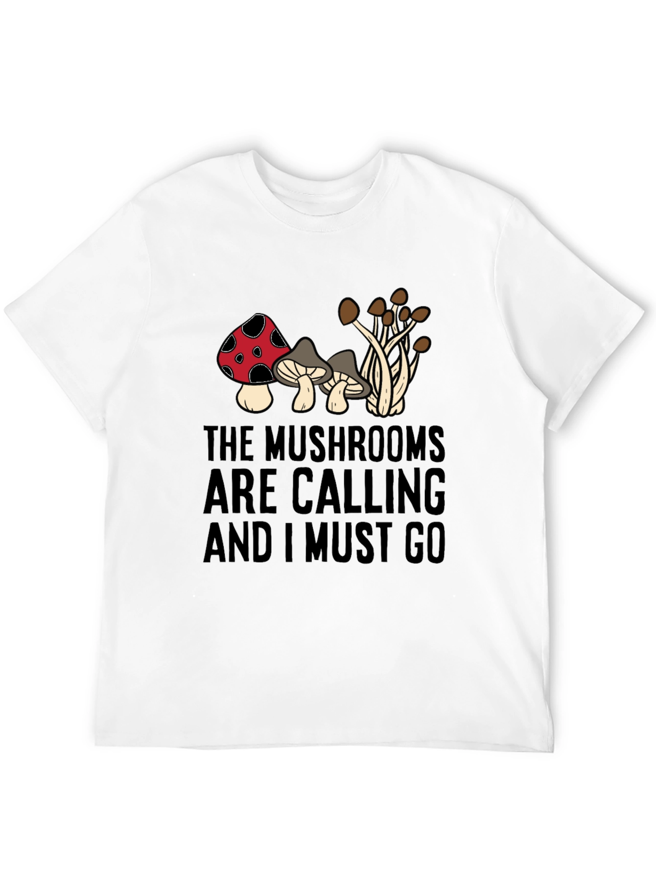 Black Mushroom Calling T-Shirt - Soft Cotton Blend Tee view 12