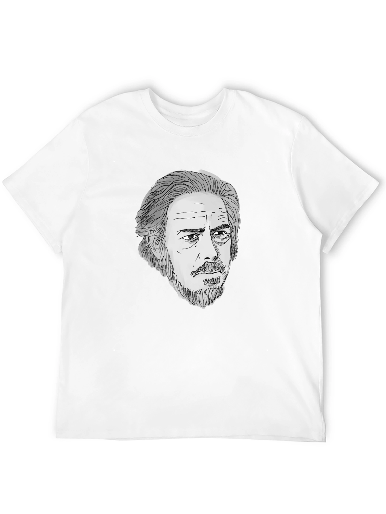 Black Men's Black T-Shirt with Portrait Graphic view 12