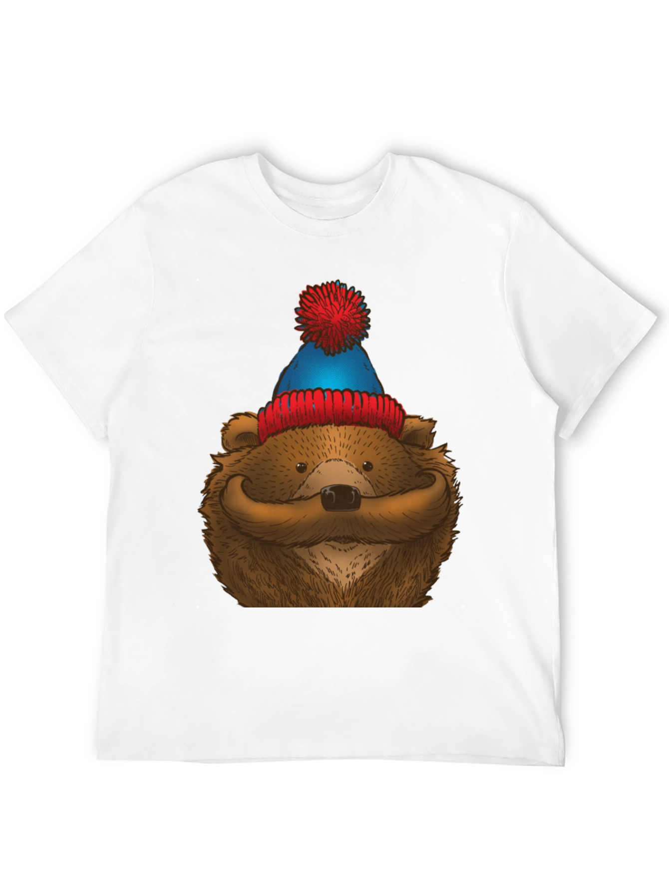 Black Bear with Mustache & Beanie T-Shirt view 12