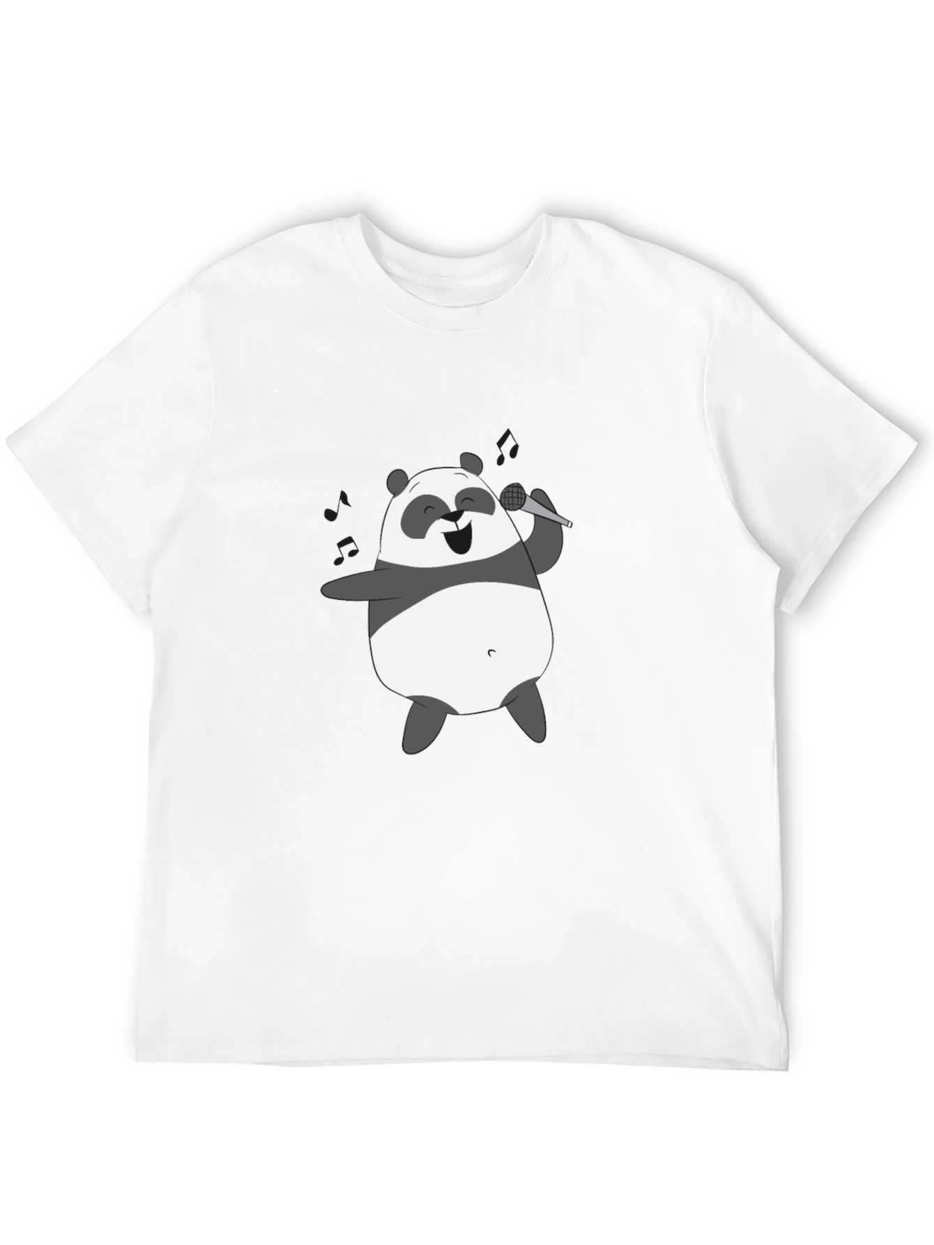 Black Singing Panda Graphic Tee - Black Cotton T-Shirt view 12