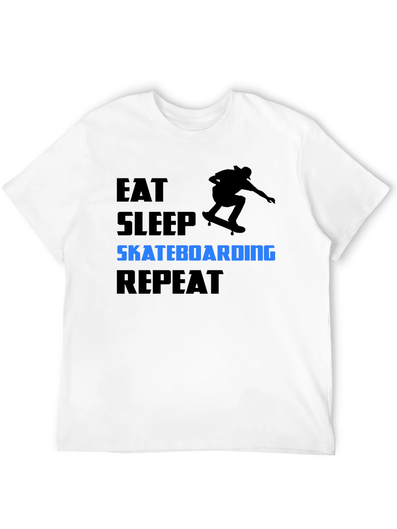 Black Eat Sleep Skateboarding Repeat Black T-Shirt view 12
