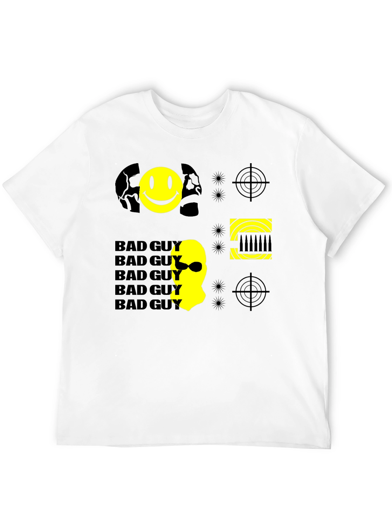 Black Bad Guy Graphic Print Tee - Black Cotton Crew Neck T-Shirt view 12