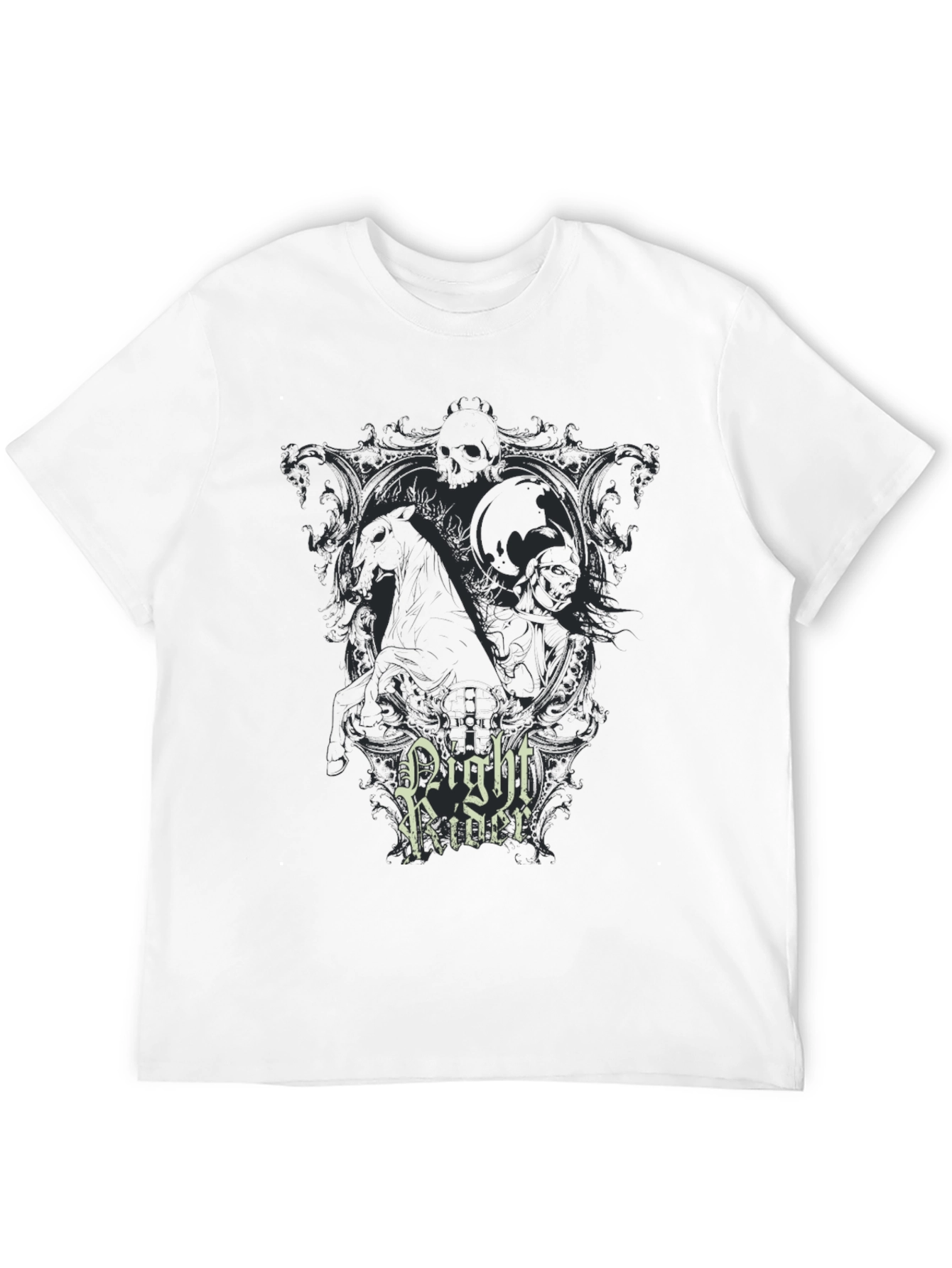 Black Night Rider Graphic Print Black T-Shirt view 12