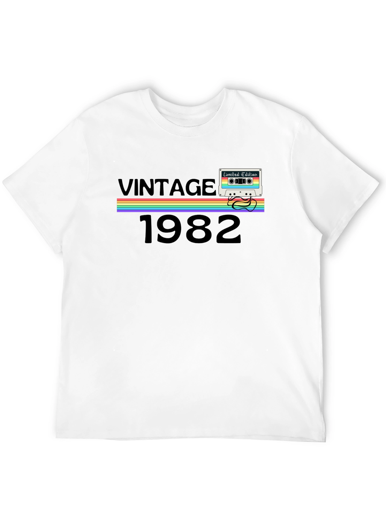 Black Vintage 1982 Cassette Tape Graphic T-Shirt view 12