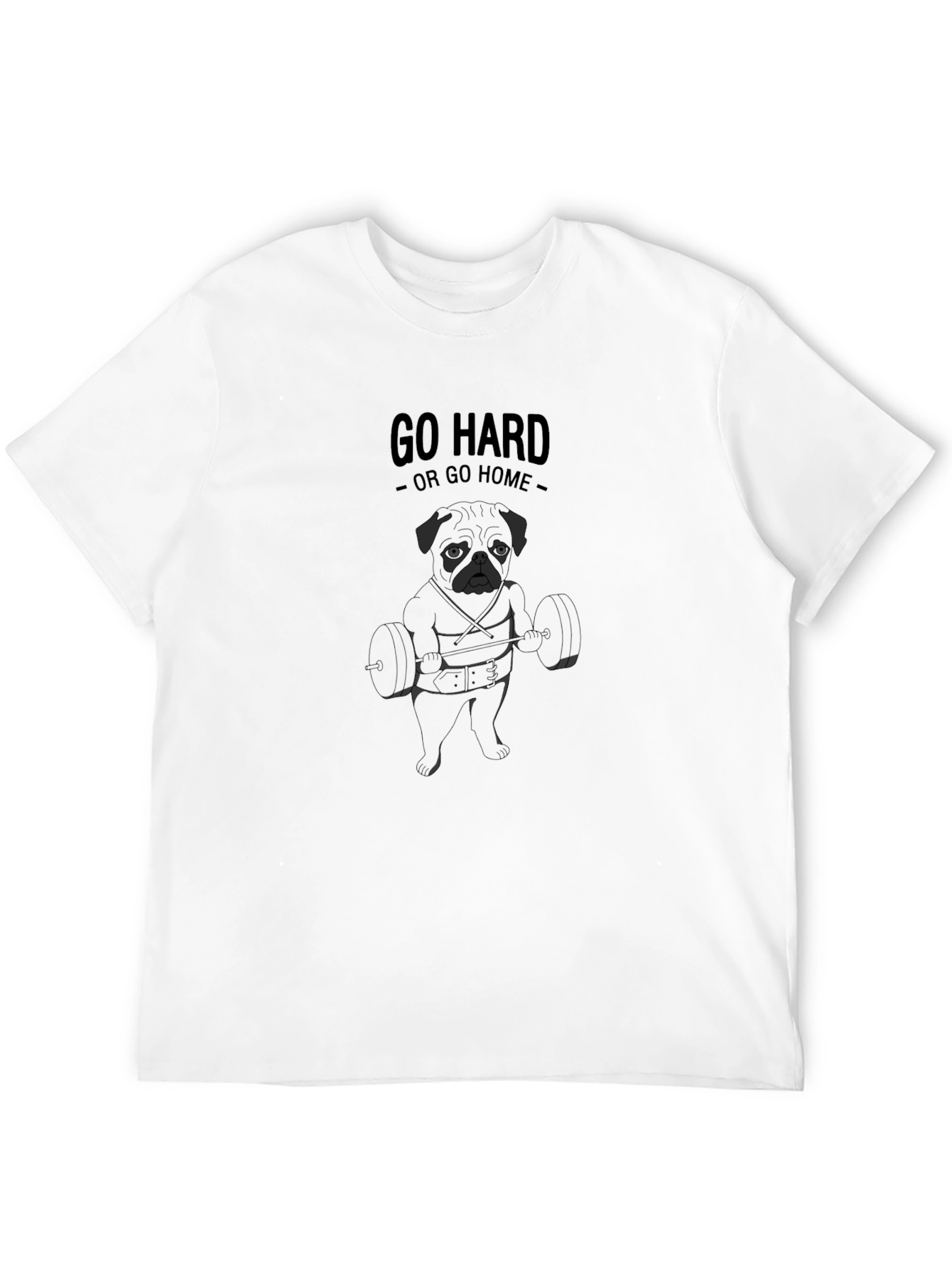 Black Go Hard Pug Black T-Shirt view 12