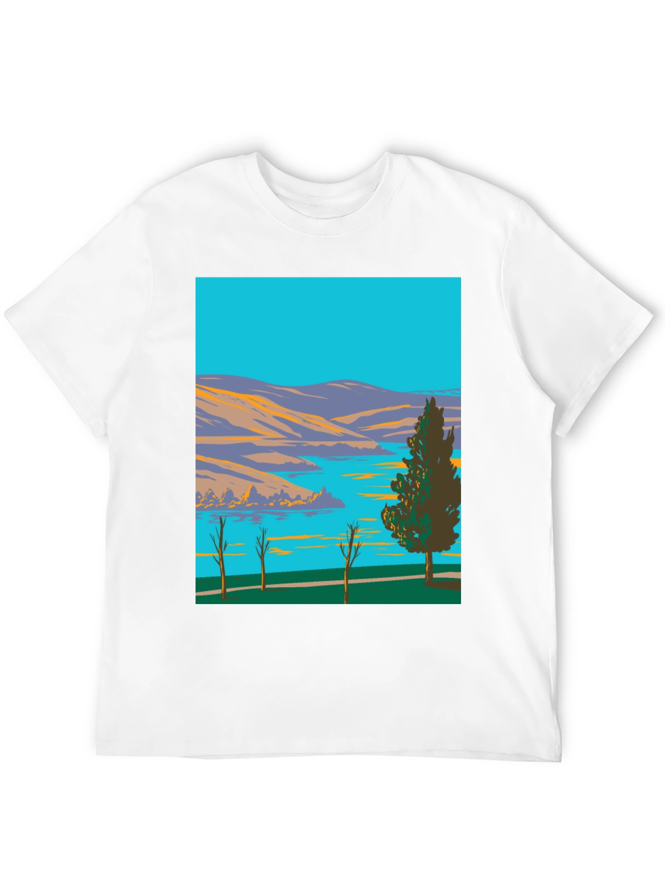 Black Lake & Mountain Graphic Tee - Nature Art Shirt view 12