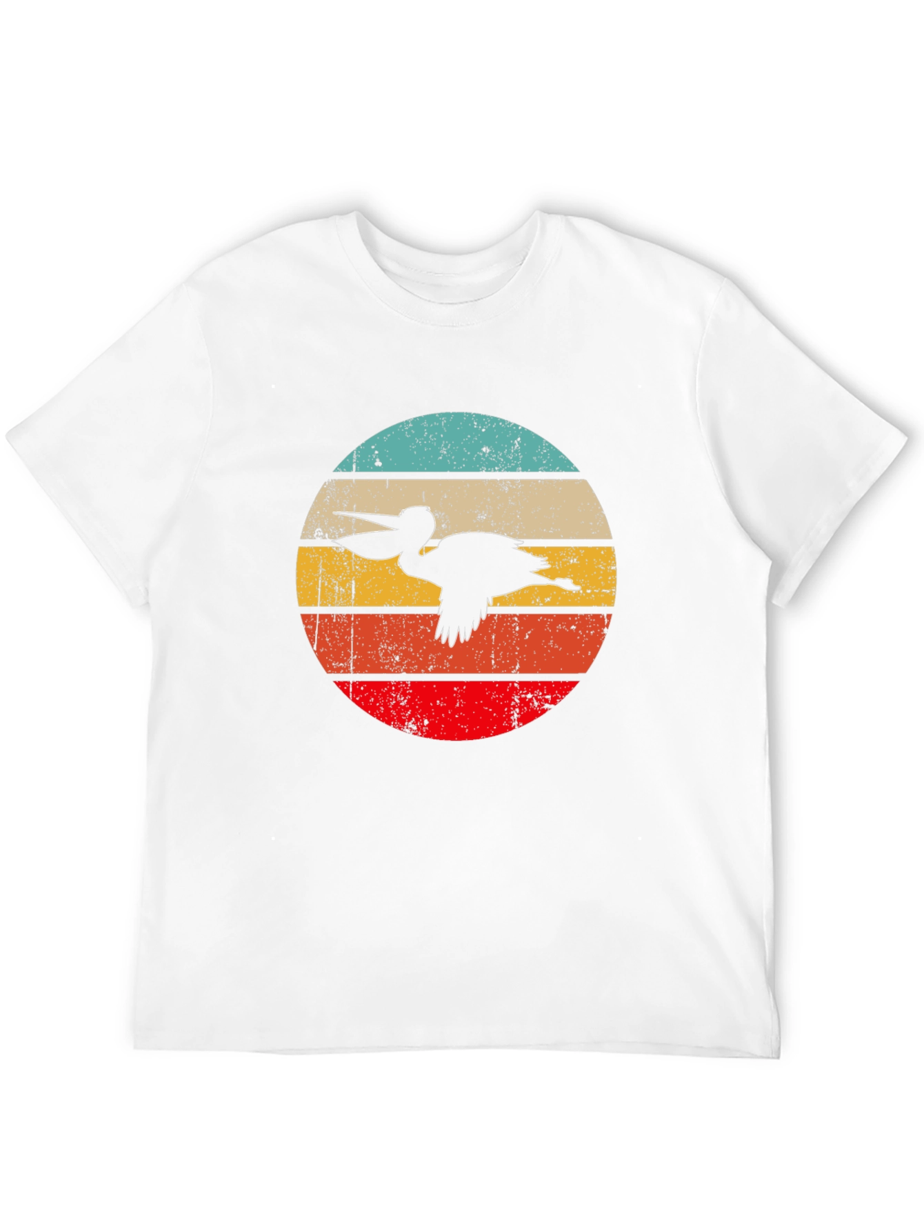 Black Retro Pelican Sunset Graphic Tee - Black Cotton T-Shirt view 12