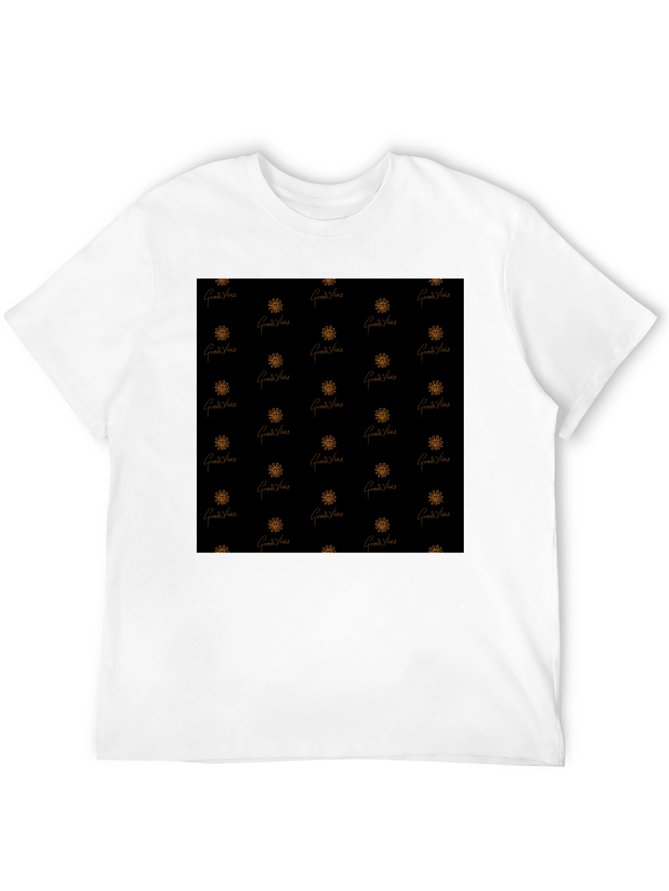 Black Good Vibes Patterned Black T-Shirt view 12