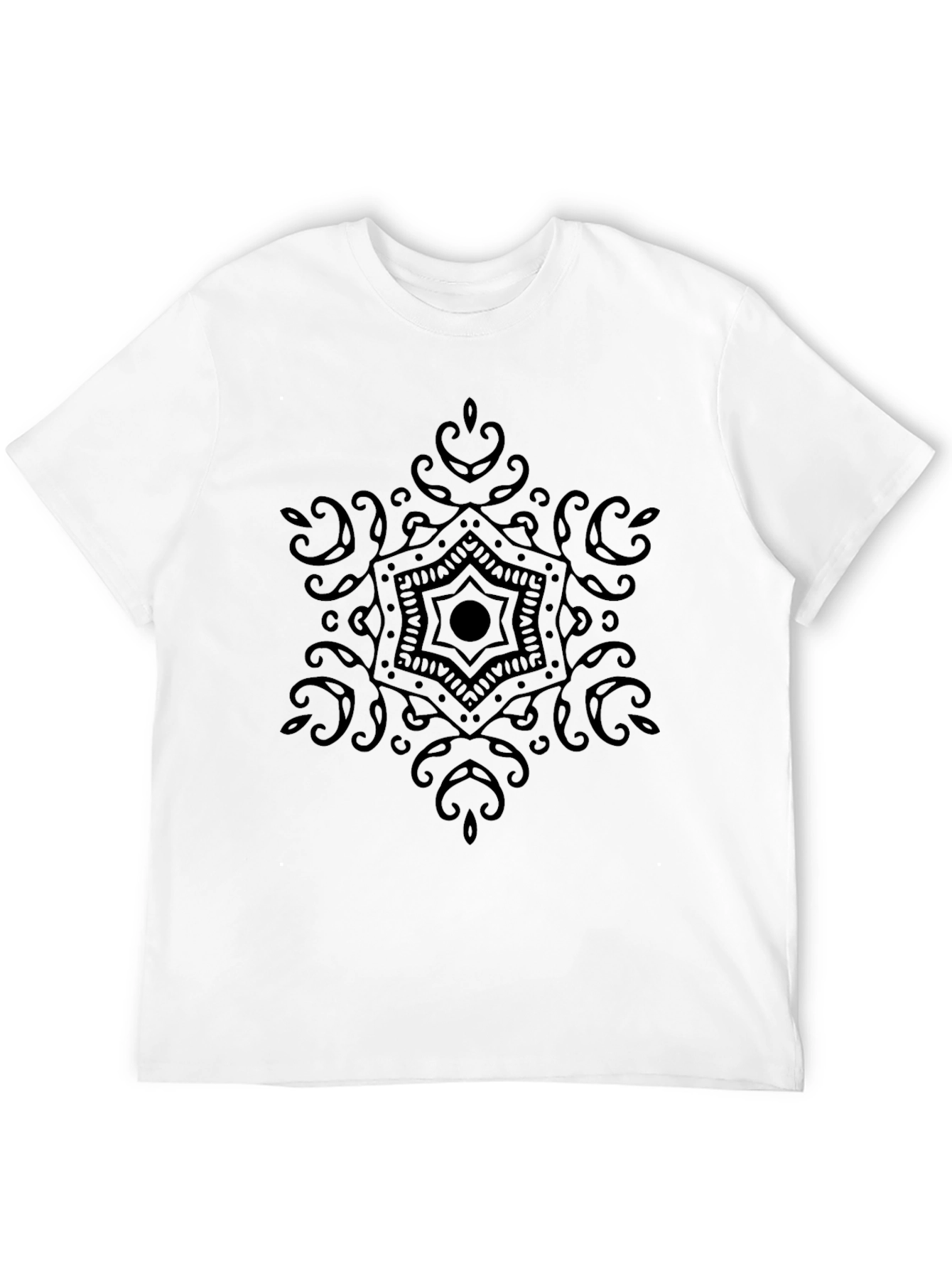 Black Men's Black Mandala Graphic Tee - Casual Style view 12