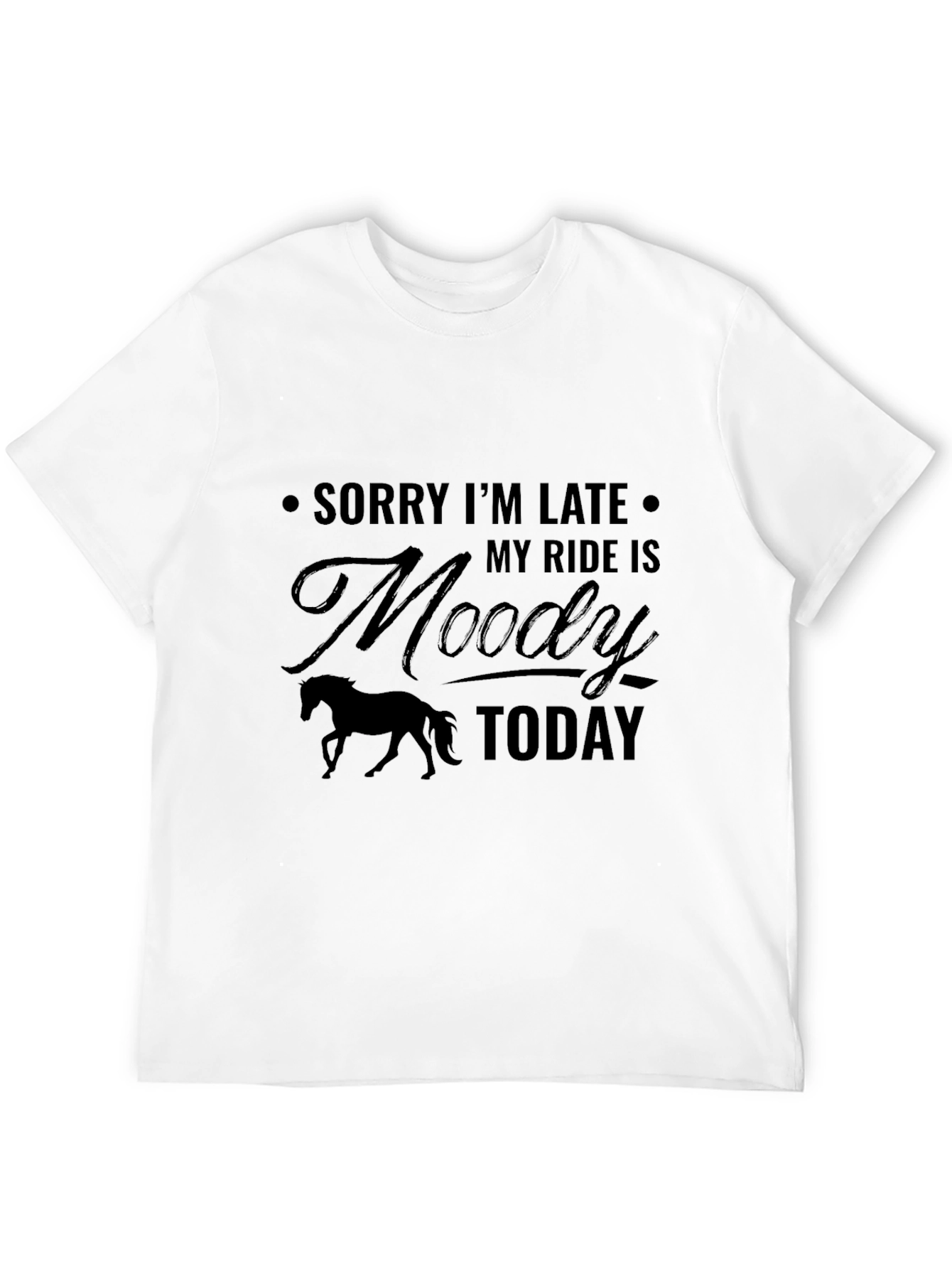 Black Moody Horse T-Shirt - Funny Equestrian Tee view 12