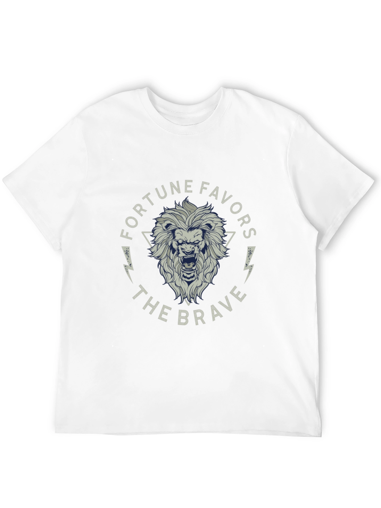 Black Fortune Favors The Brave Lion Graphic Black T-Shirt view 12