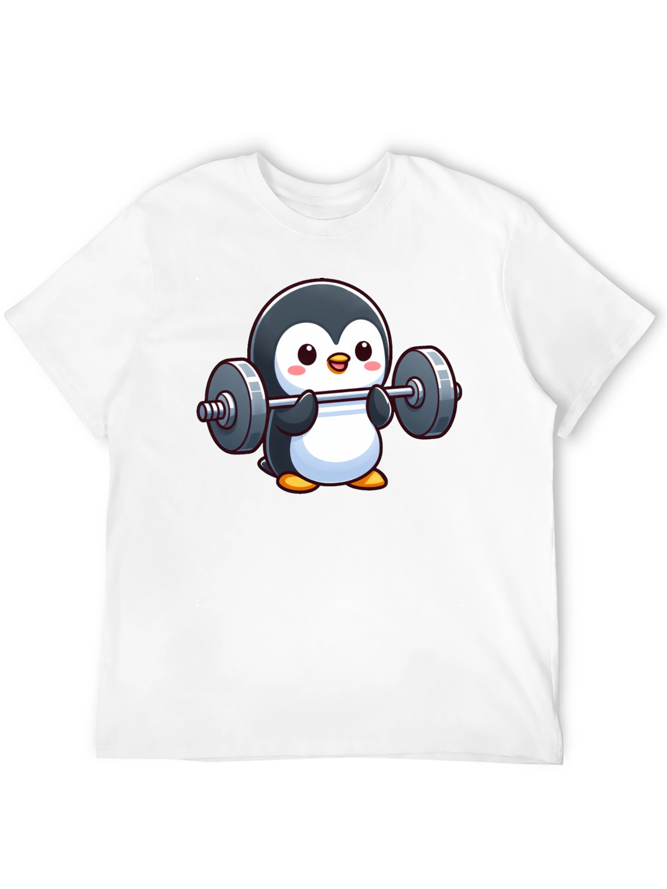 Black Penguin Powerlifter T-Shirt: Cute Workout Tee view 12