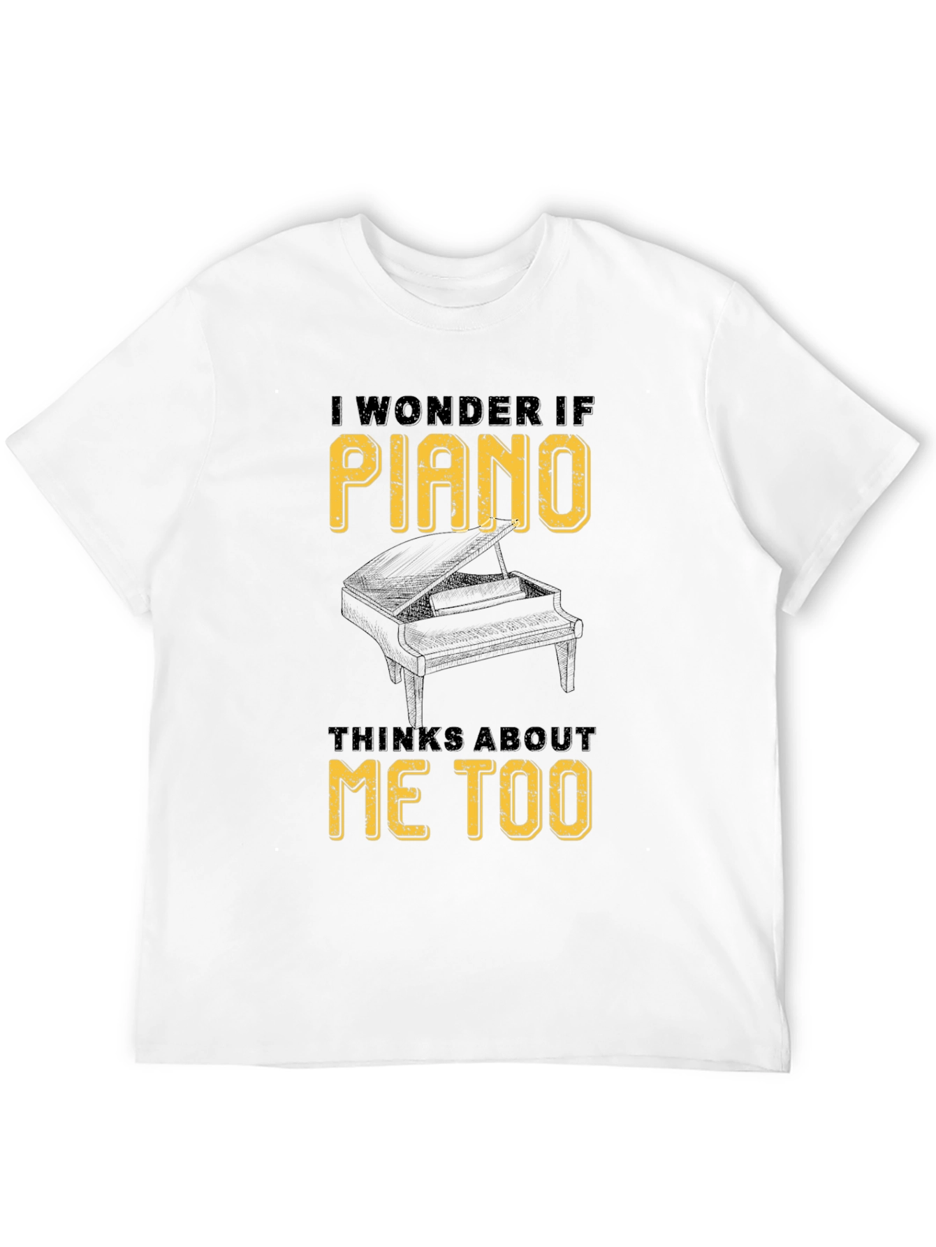 Black Piano Lover Graphic Tee - I Wonder If Piano Thinks About Me Too view 12