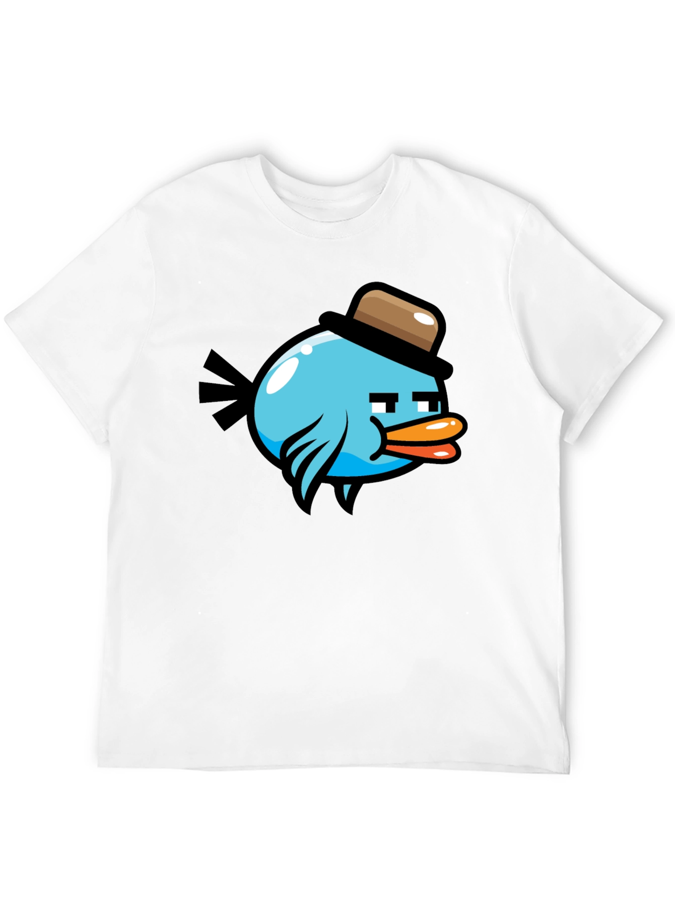 Black Cartoon Bird in Hat Graphic Tee - Black view 12