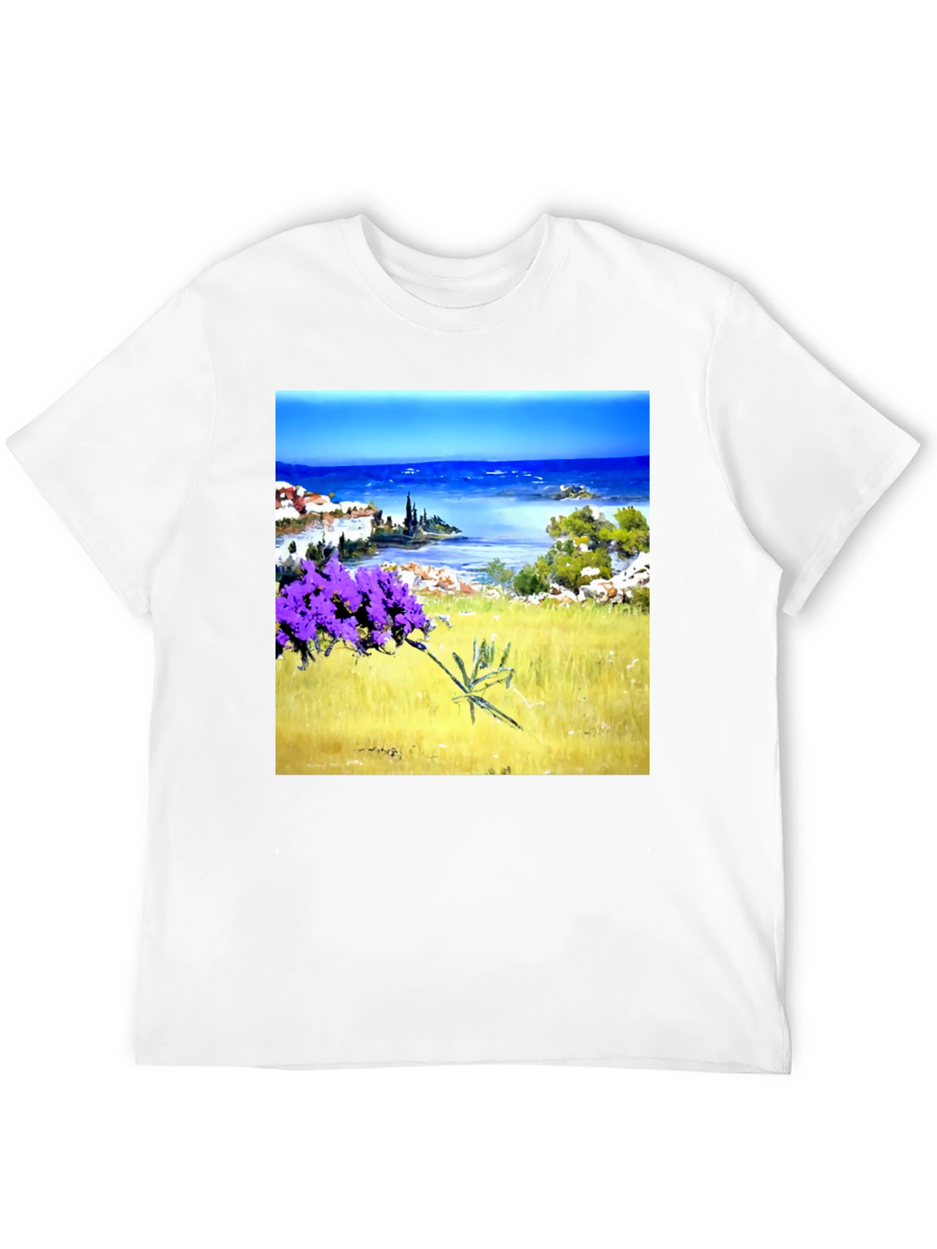 Black Coastal Lavender Art Print Black T-Shirt view 12
