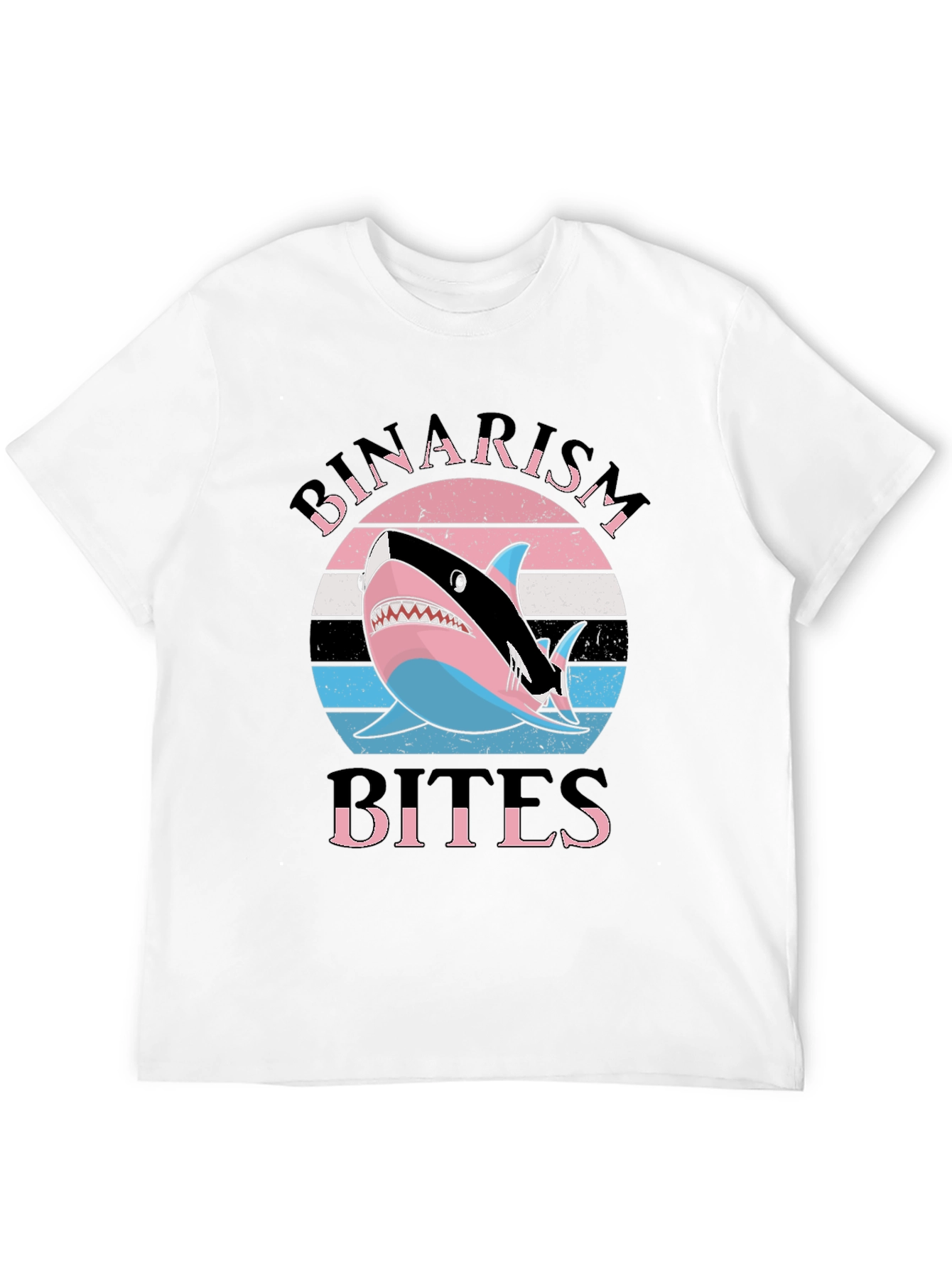 Black Binairism Bites Shark Graphic Tee view 12