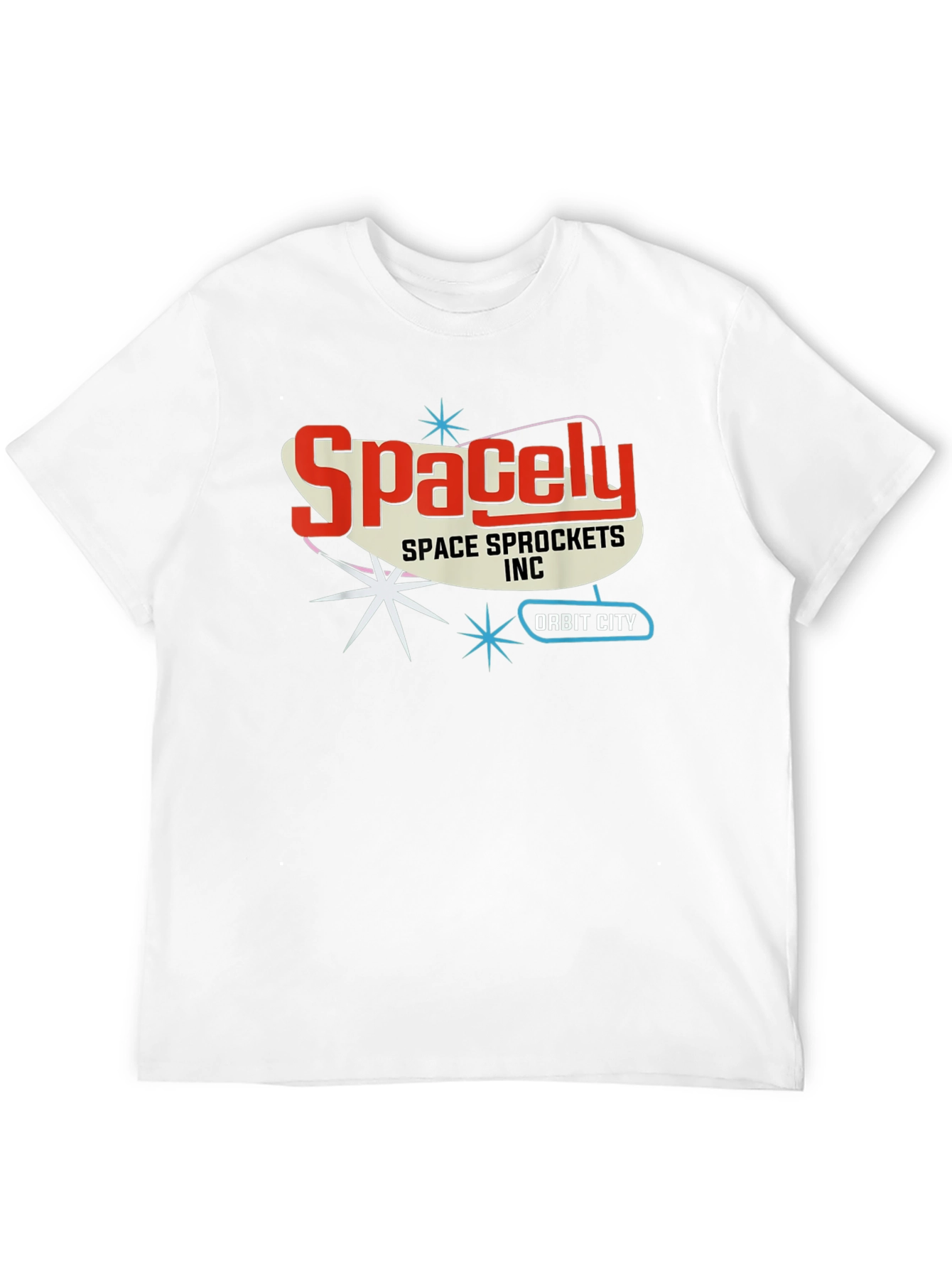 Black Spacely Sprockets T-Shirt - Retro Space Age Style view 12
