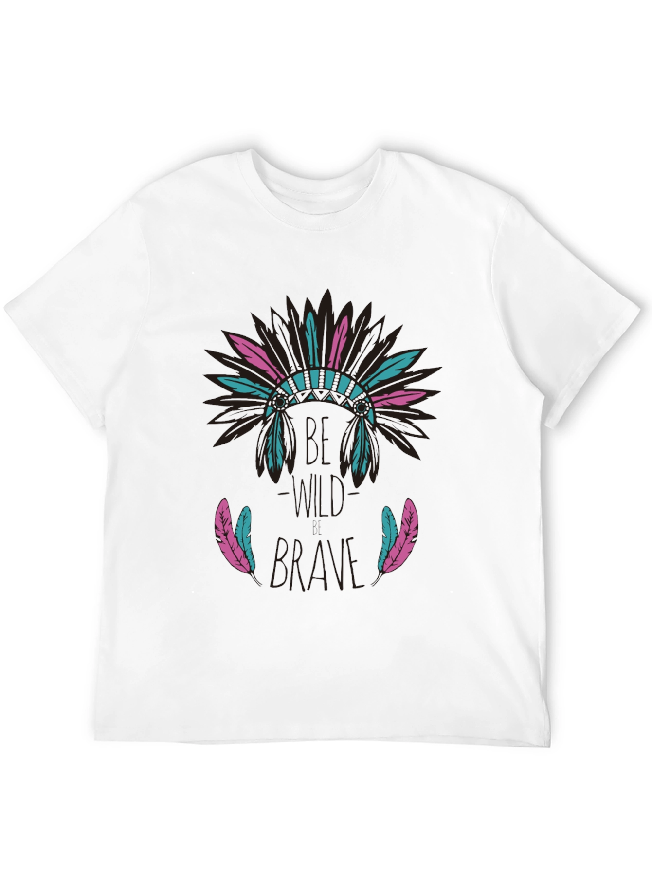 Black Be Brave Feather Headdress Graphic T-Shirt view 12